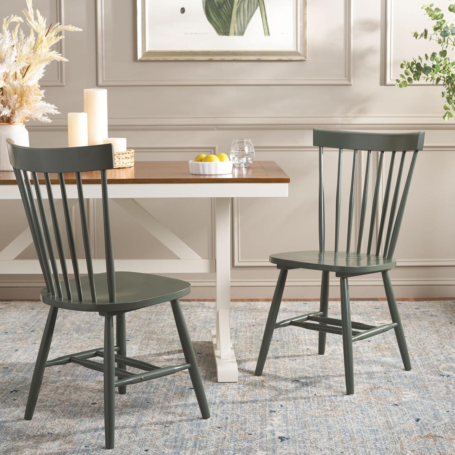 Dusty Green Solid Wood Windsor Side Chair Set of 2