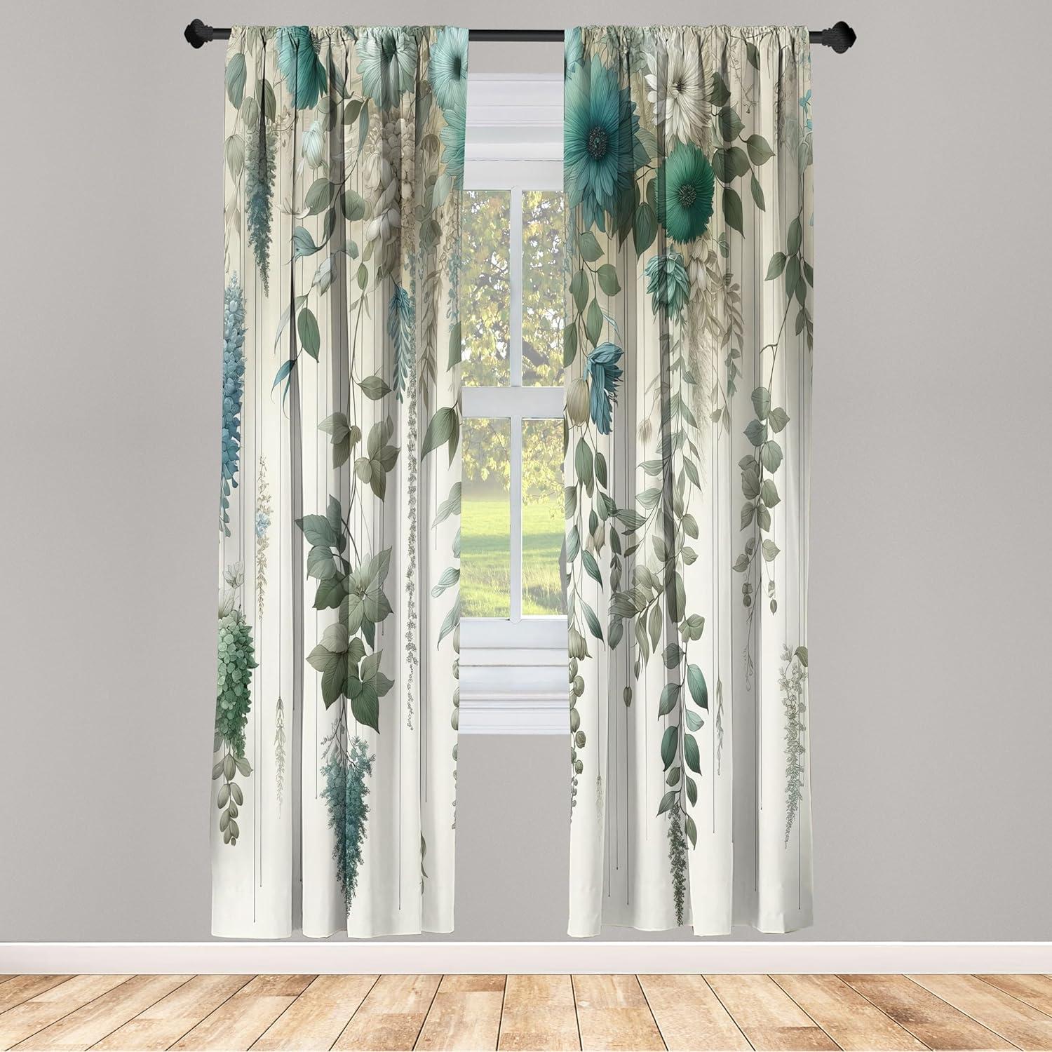 Microfiber Semi Sheer Curtain Pair