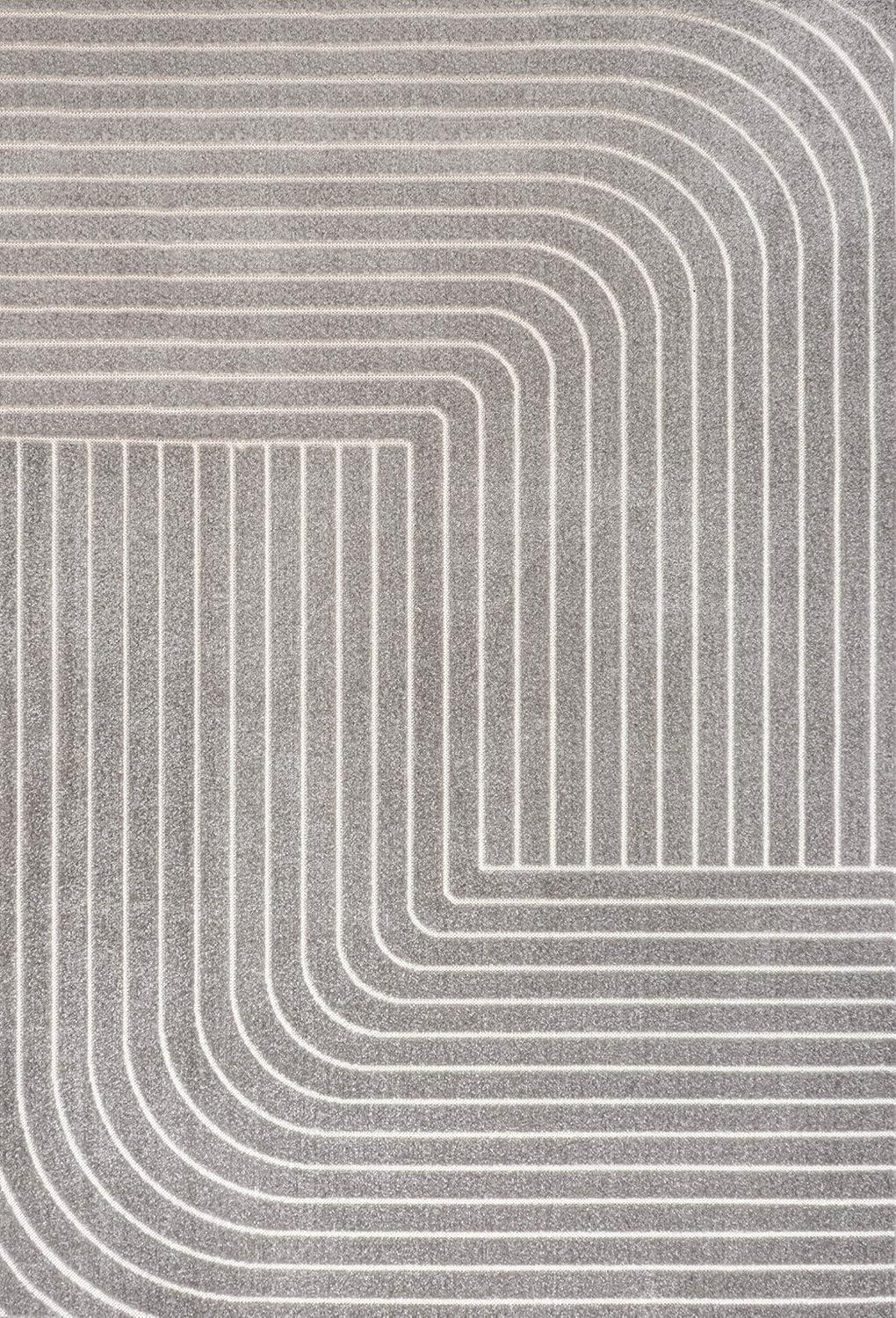 Odense Minimalist Geometric Gray/Ivory 4' x 6' Synthetic Area Rug