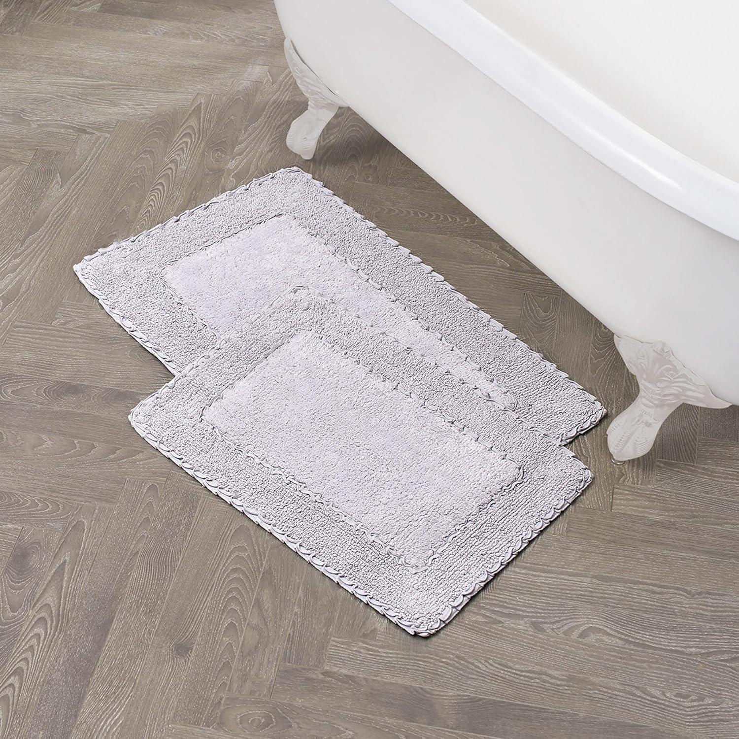 Lavender Cotton Ruffle Border Bath Rug Set, 20" x 32"