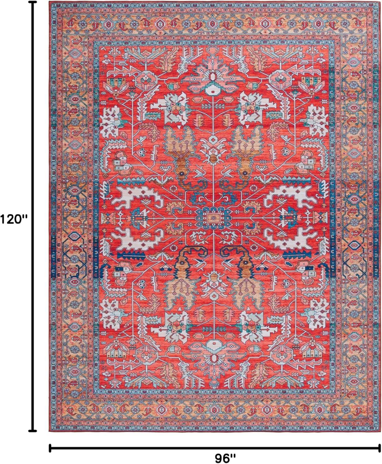Tucson TSN152 Power Loomed Indoor Machine Washable Area Rug - Rust/Navy - 8'x10' - Safavieh