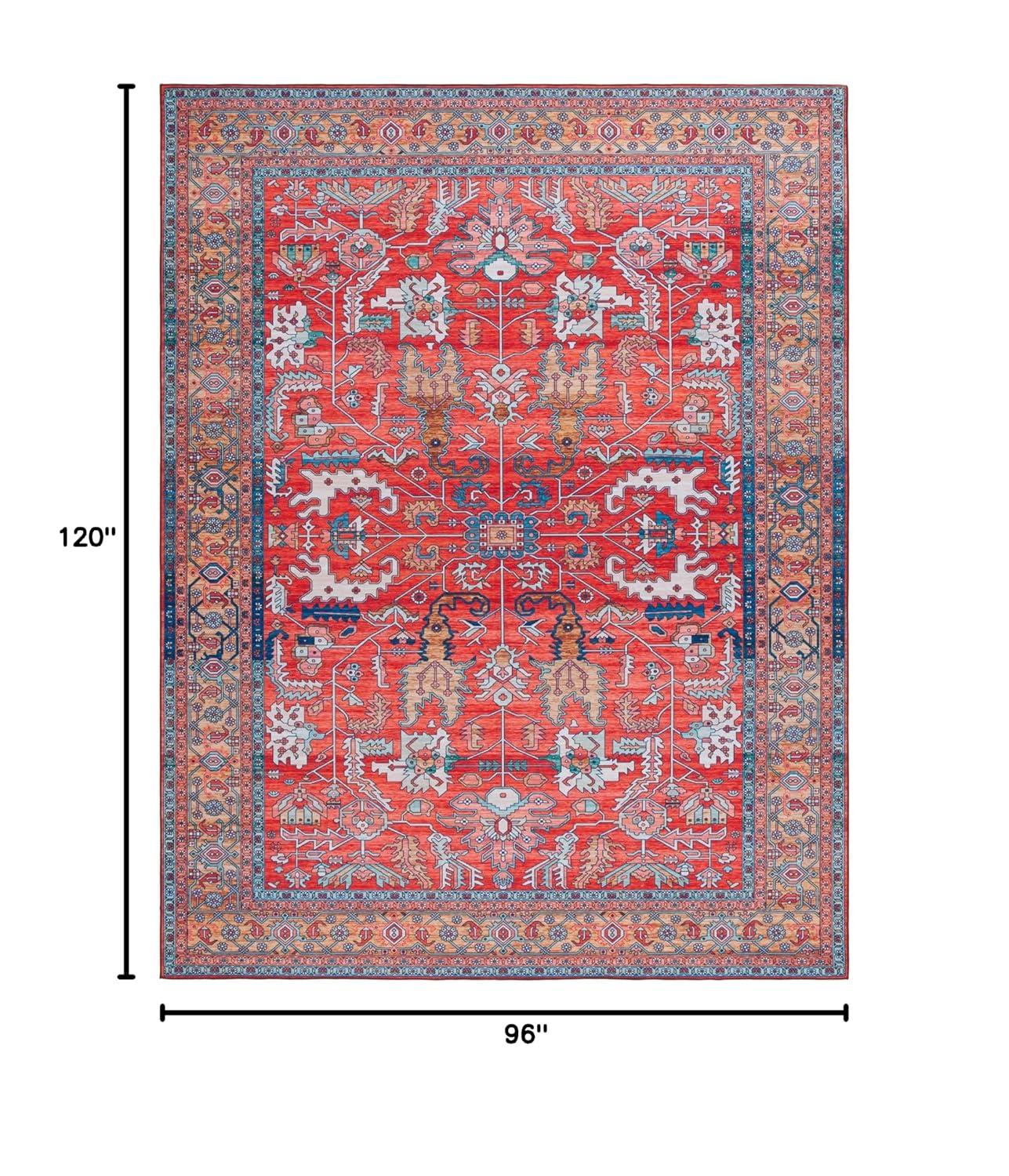Tucson TSN152 Power Loomed Indoor Machine Washable Area Rug - Rust/Navy - 8'x10' - Safavieh