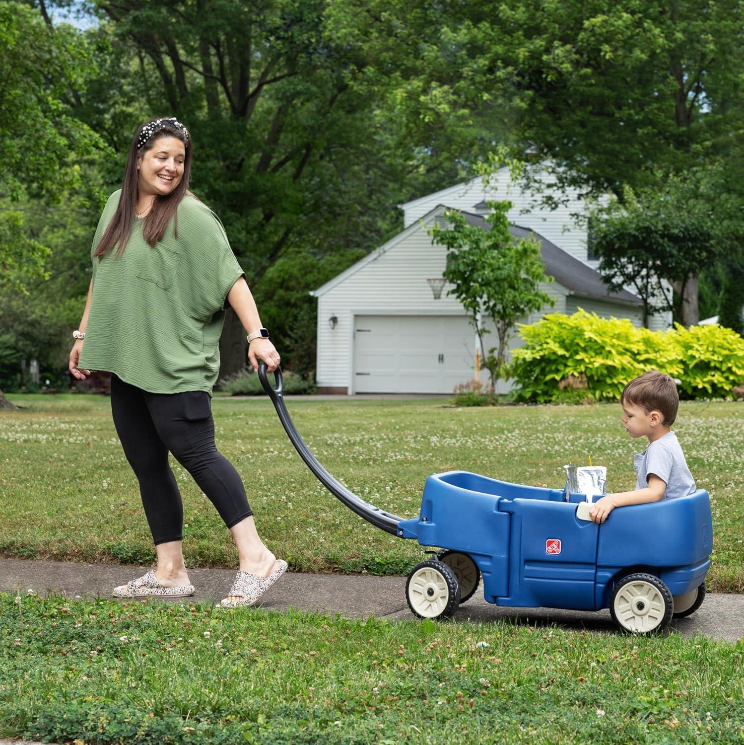 Step2 Wagon for Two Plus Blue Foldable Wagon for Kids with Seats