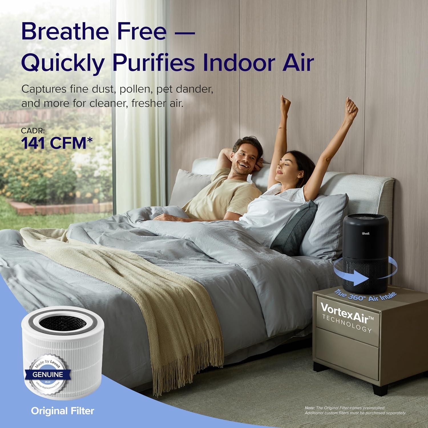 Black HEPA Ionic Odor Absorbing Air Purifier