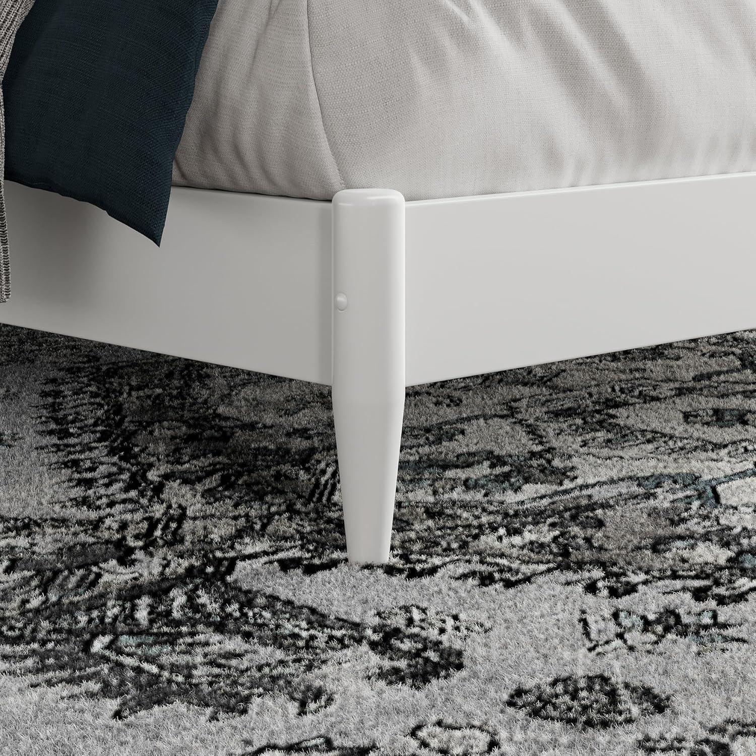 AFI Charlotte King Solid Wood Low Profile Platform Bed, White