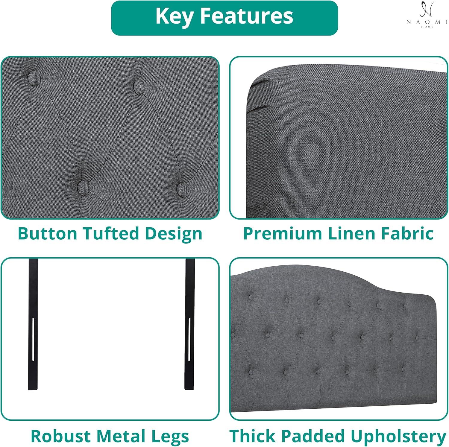 Jessenia Headboards for Full Size Bed, Upholstered Tufted Bed Headboard, 12 Adjustable Positions Full Headboard Only, Wall Mounted Headboard, Bed Backboard Linen Fabric Head Board - Light Gray