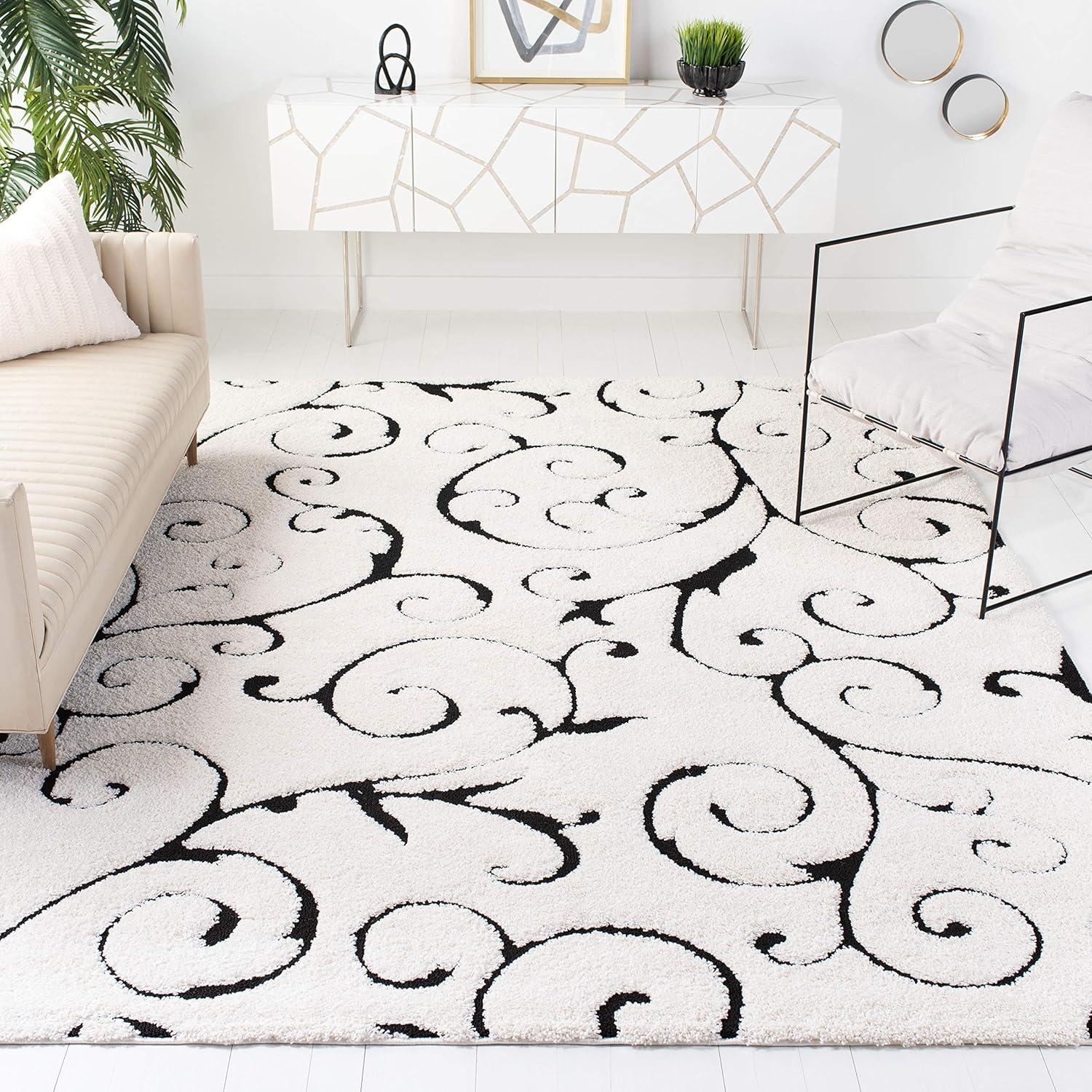 Florida Shag SG455 Power Loomed Indoor Area Rug - Ivory/Black - 8'x10' - Safavieh.