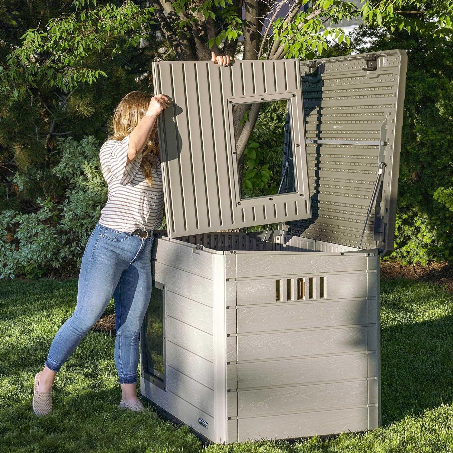 Lifetime Deluxe Beige and Gray HDPE Large Dog House