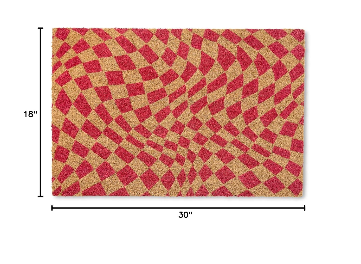 Town & Country Living TOWN & COUNTRY LIVING Emmett Groovy Checkerboard Non-Slip Indoor Outdoor Door Mat