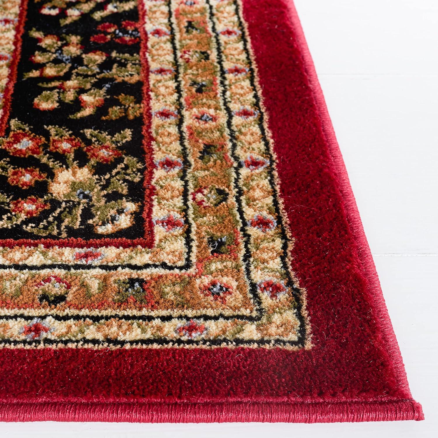 Lyndhurst Sarouk LNH331 Power Loomed Area Rug - Red/Black - 6'x6' - Safavieh