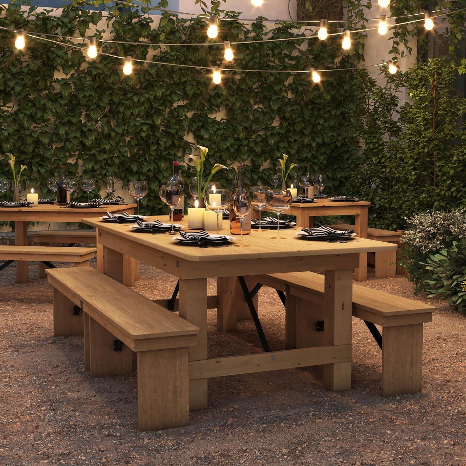 Light Natural Pine Rectangular Folding Farm Table