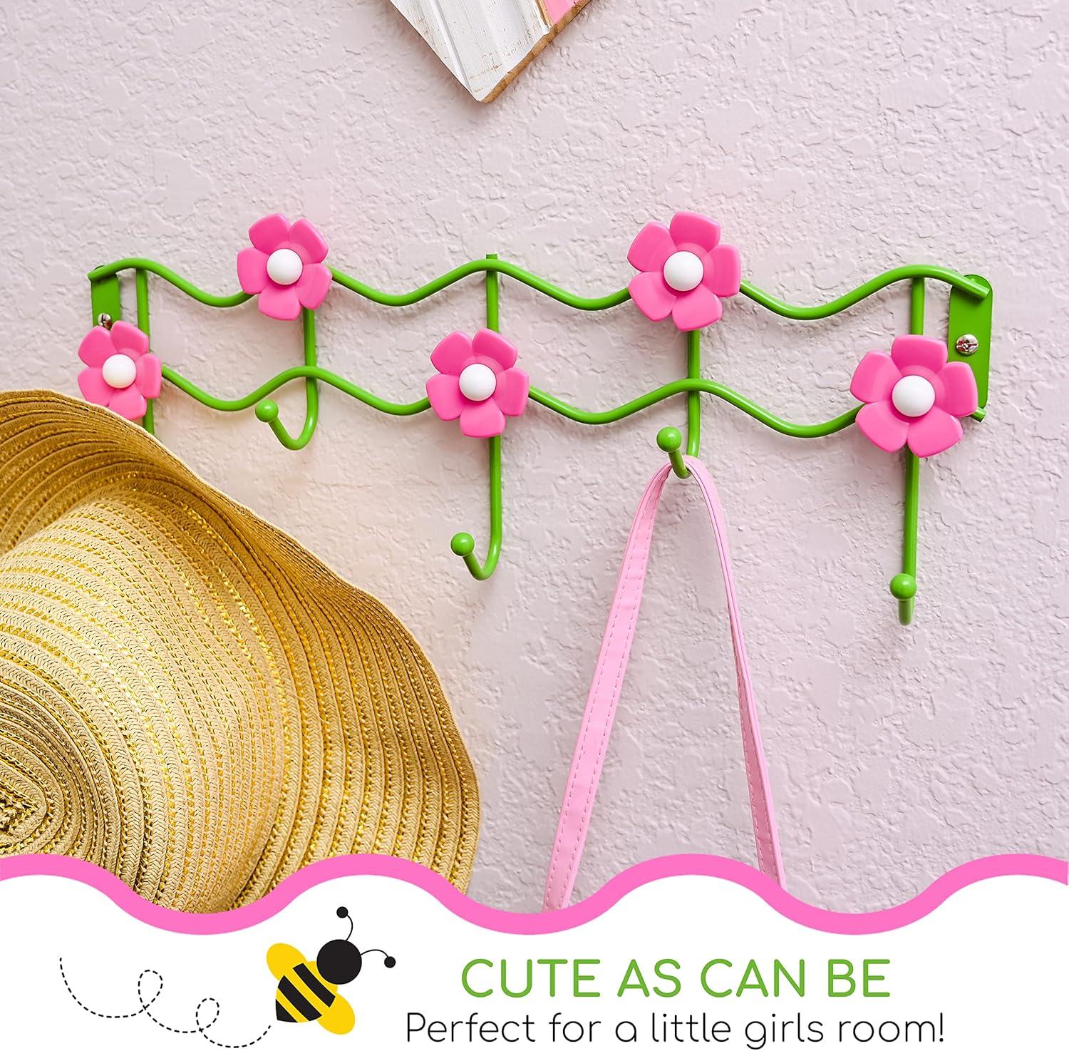 Galashield Hook Rack Wall Mounted | Coat Rack Wall Mount for Kids Room | Flower Design Hooks for Boys and Girls | Towel, Clothes, Hat, Backpack Hanger