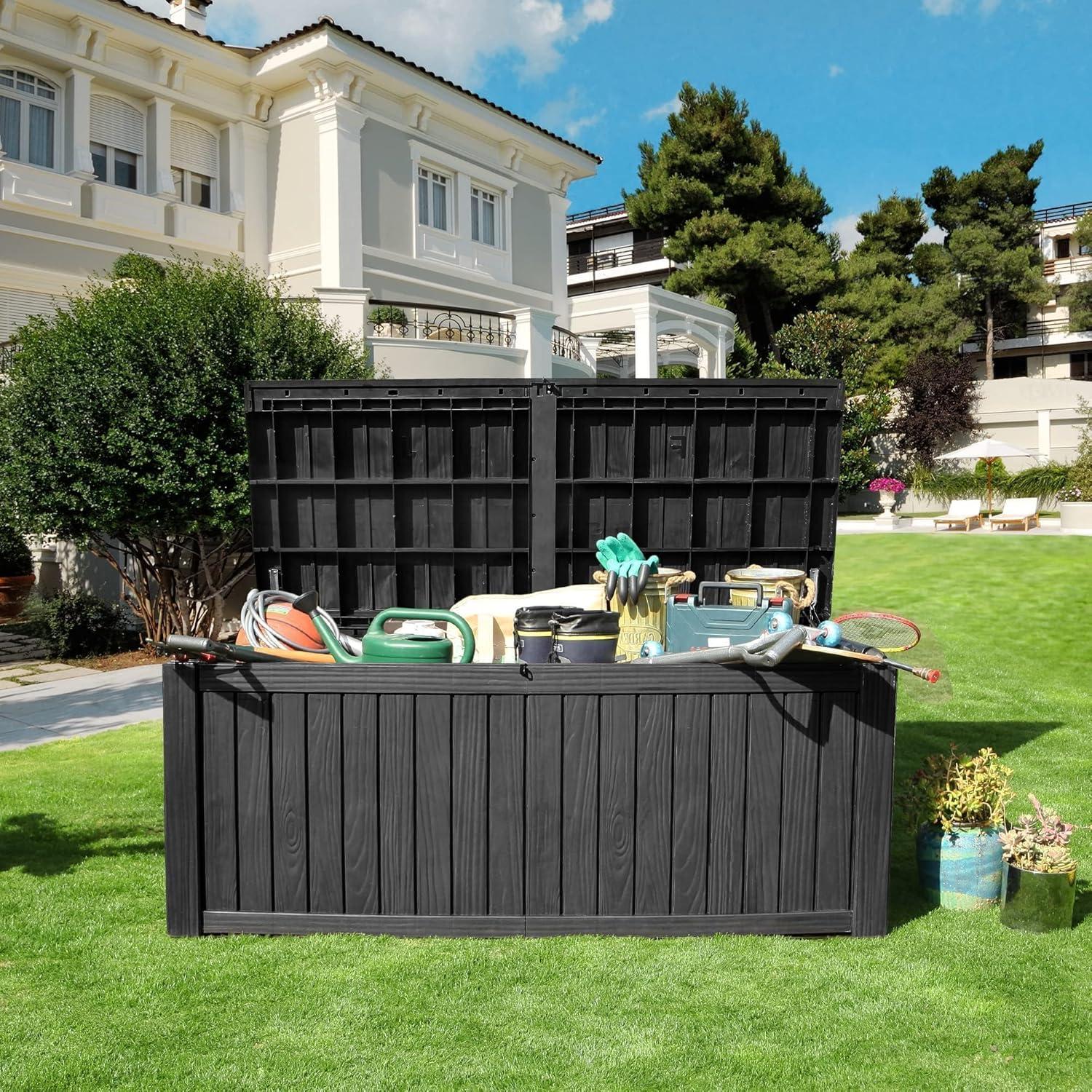 Black 150 Gallon Lockable Plastic Deck Box