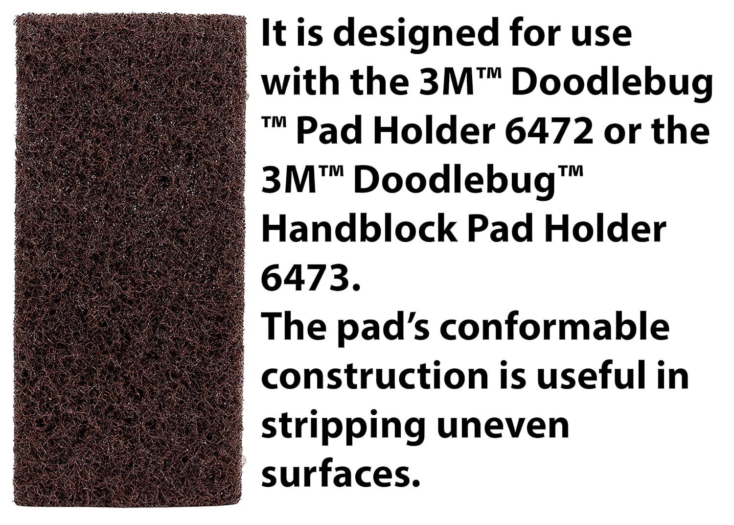 3M Doodlebug Scrub 'n Strip Pad 4 5/8 x 10 Brown 20/Carton 08004