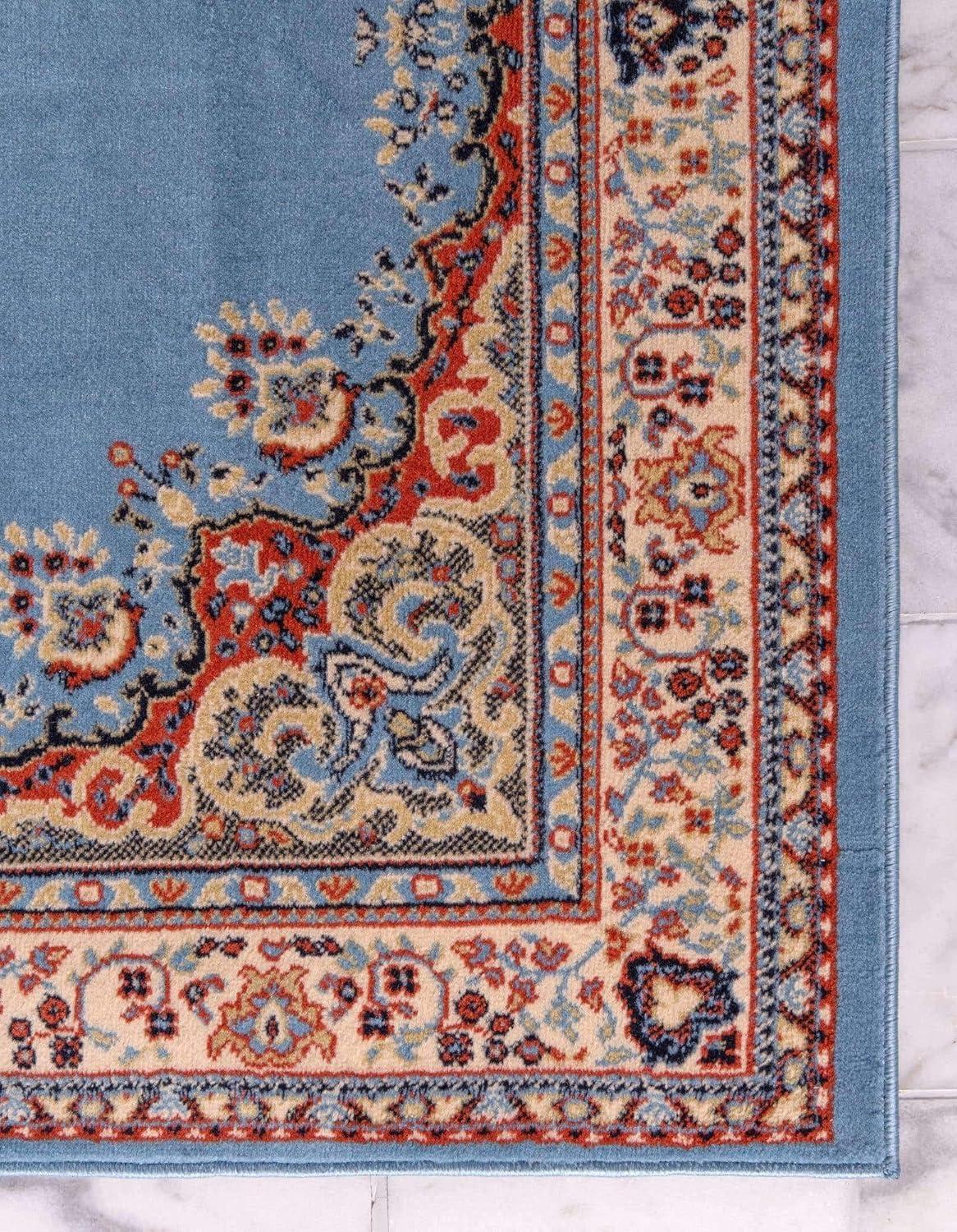 Unique Loom Reza Collection Area Rug - Washington (4' 1" x 6' 1" Rectangle Light Blue/Cream)
