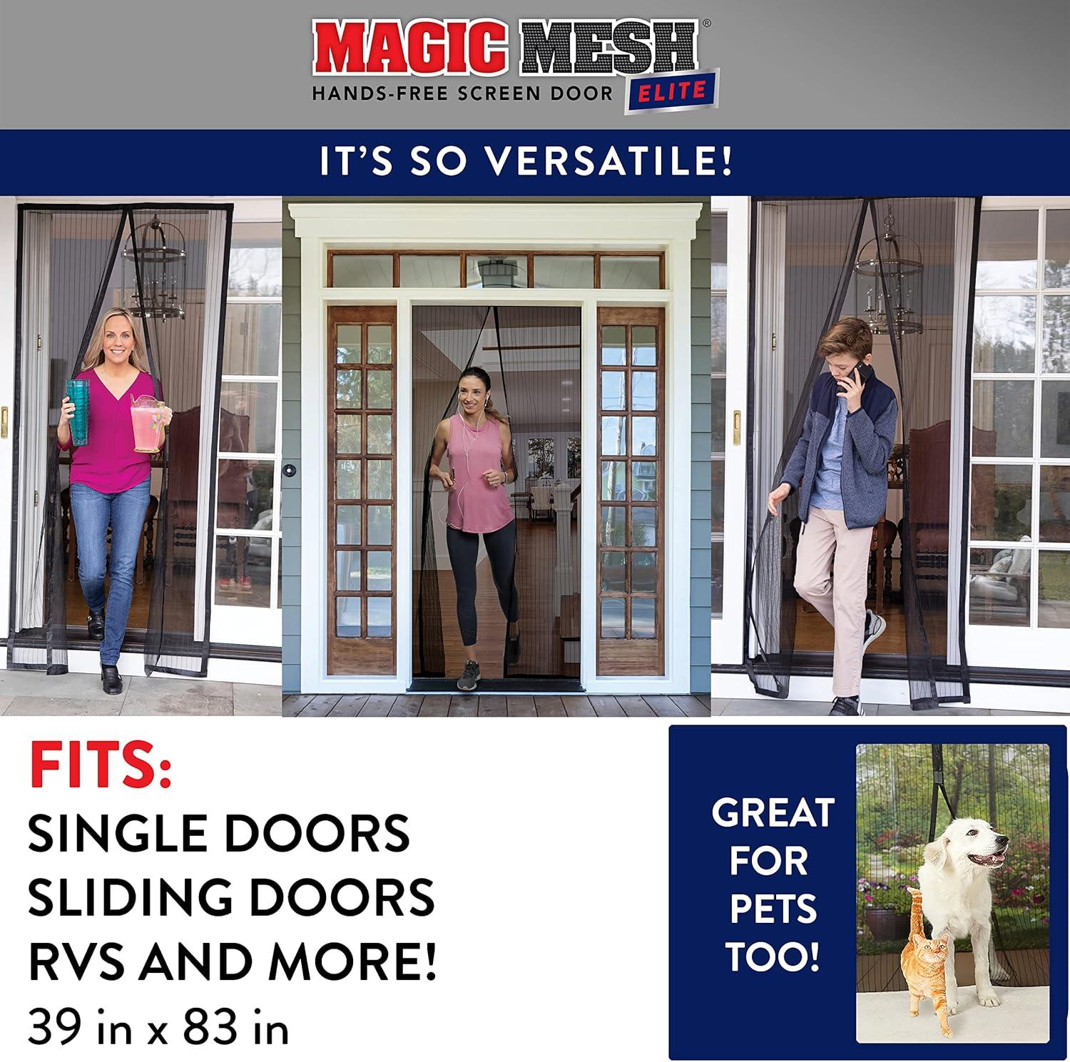 MAGIC MESH Screened Shelters Elite: Magnetic Doorway Screen, Polyester Canopy, Black, Easy Setup, 1 Door