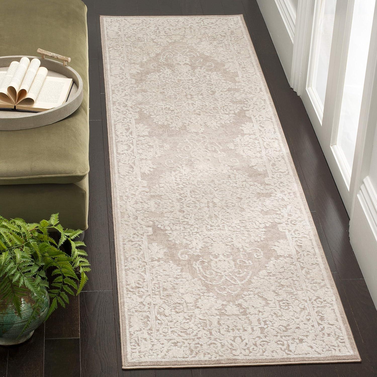 Safavieh 27" Beige & Cream Floral Synthetic Runner Rug