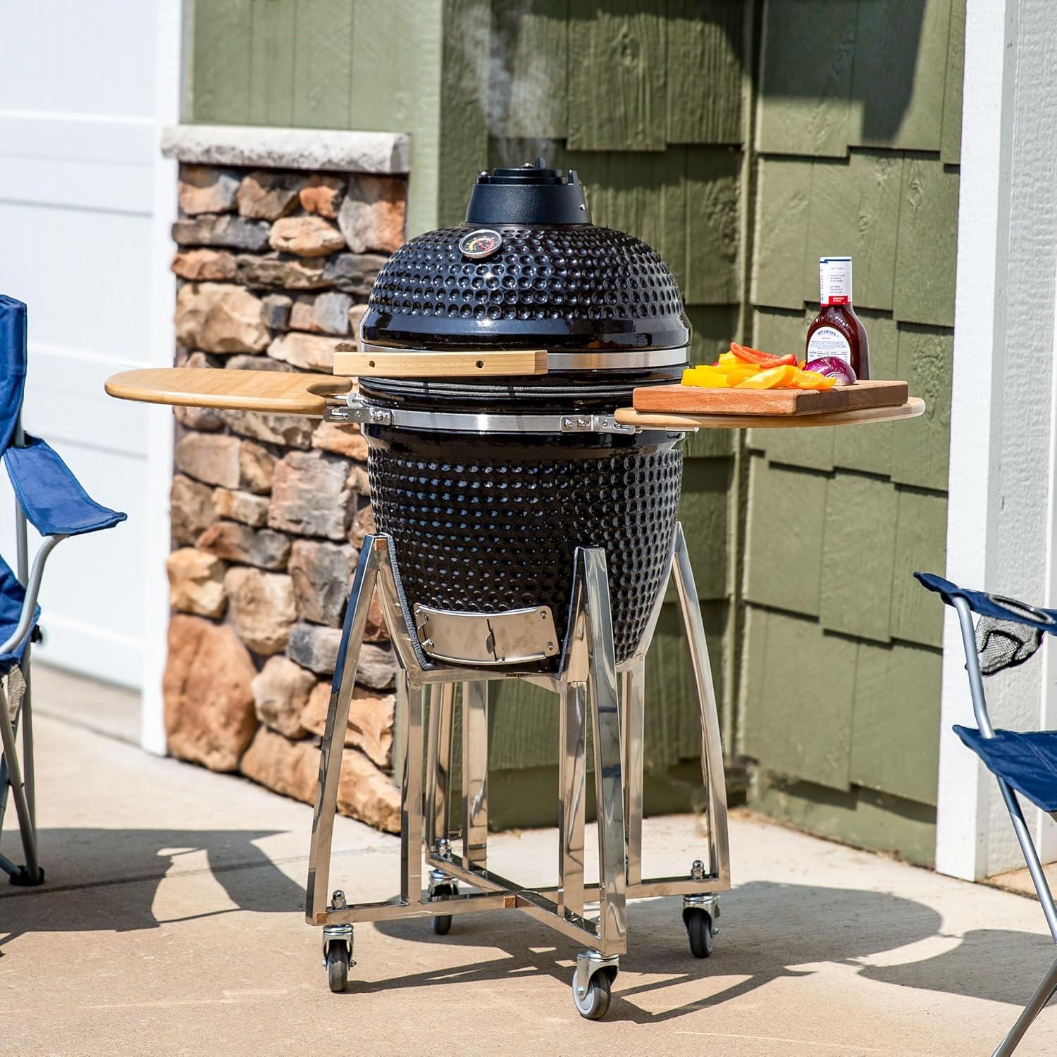 Mullite Kamado Grill with Wheels and Side Tables