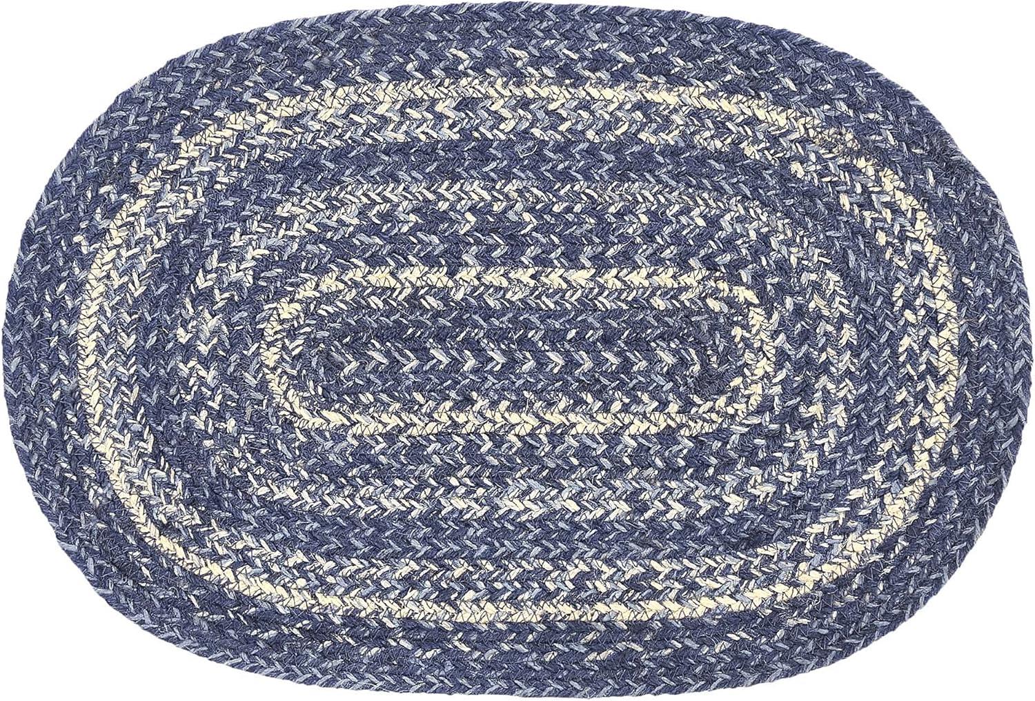 VHC Brands Mantel Individual de Mesa Great Falls Azul, Azul Blanco, Mezcla de Yute, Rectangular, 10x15 Pulgadas