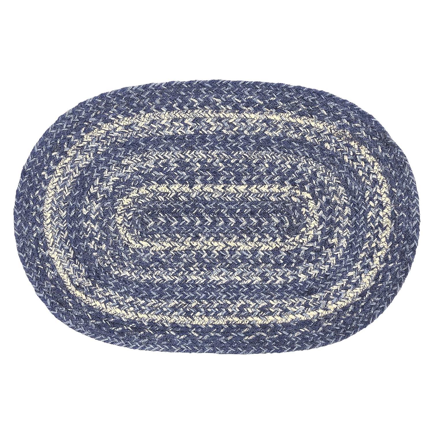 VHC Brands Mantel Individual de Mesa Great Falls Azul, Azul Blanco, Mezcla de Yute, Rectangular, 10x15 Pulgadas