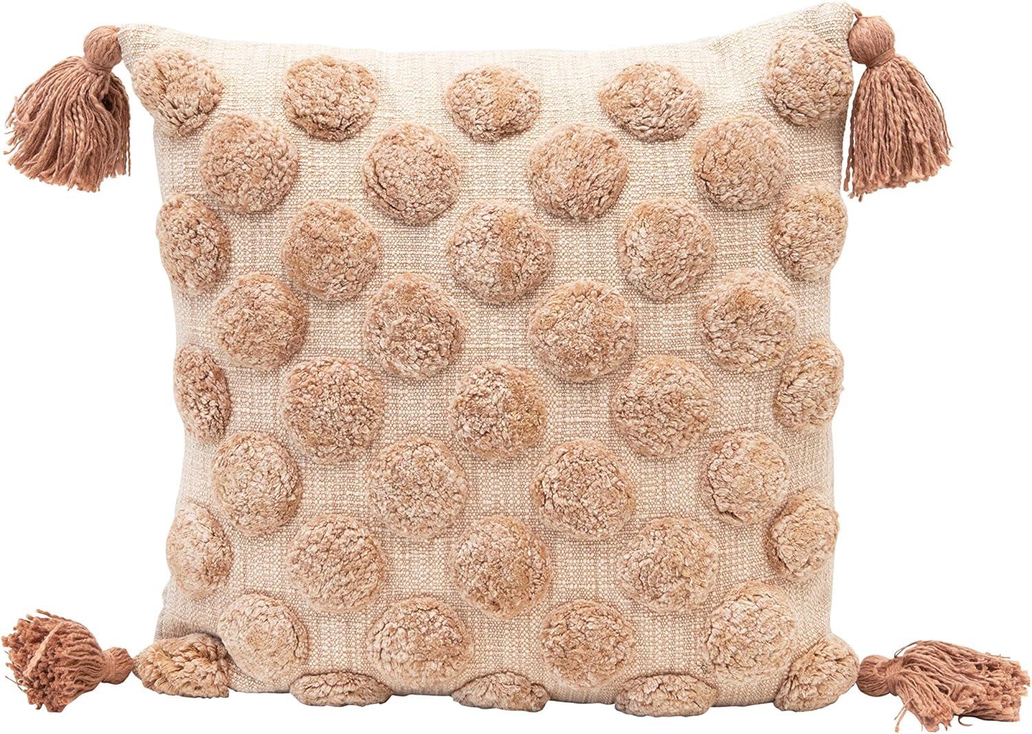 Mina Victory Pom-poms Cotton Reversible Throw Pillow