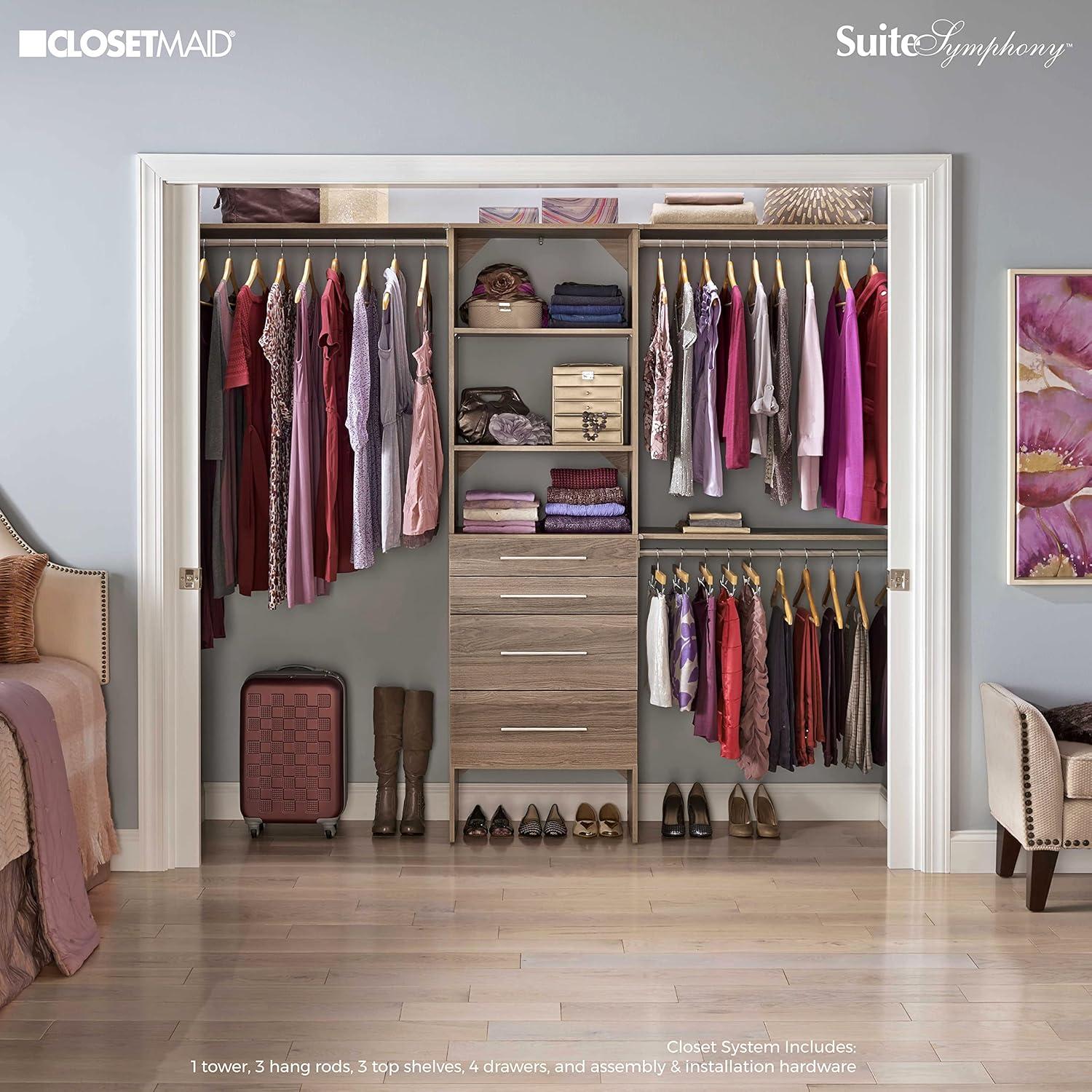 Closetmaid Ss25-Cos4dr-M Suitesymphony 7 To 10 Foot Wide Closet System Kit - Grey
