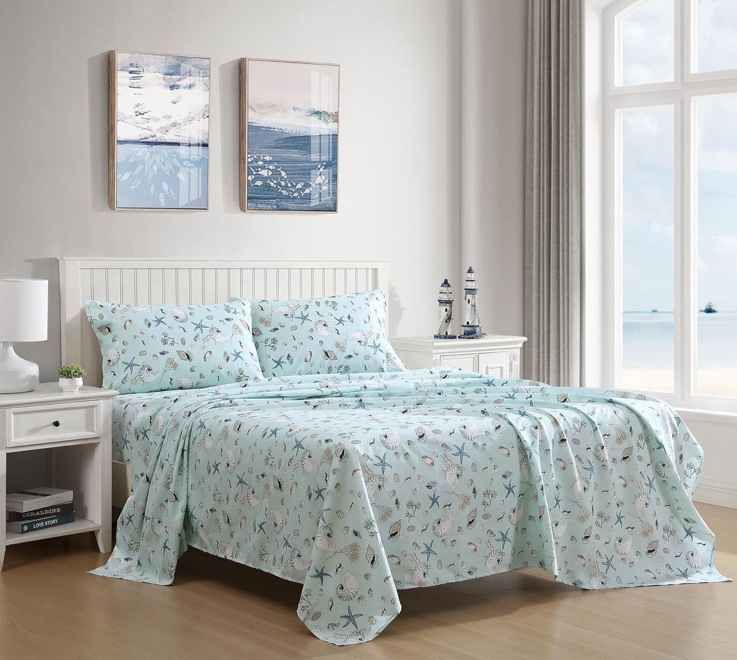 Beatrice Home Fashions Coastal Print Sheet Set