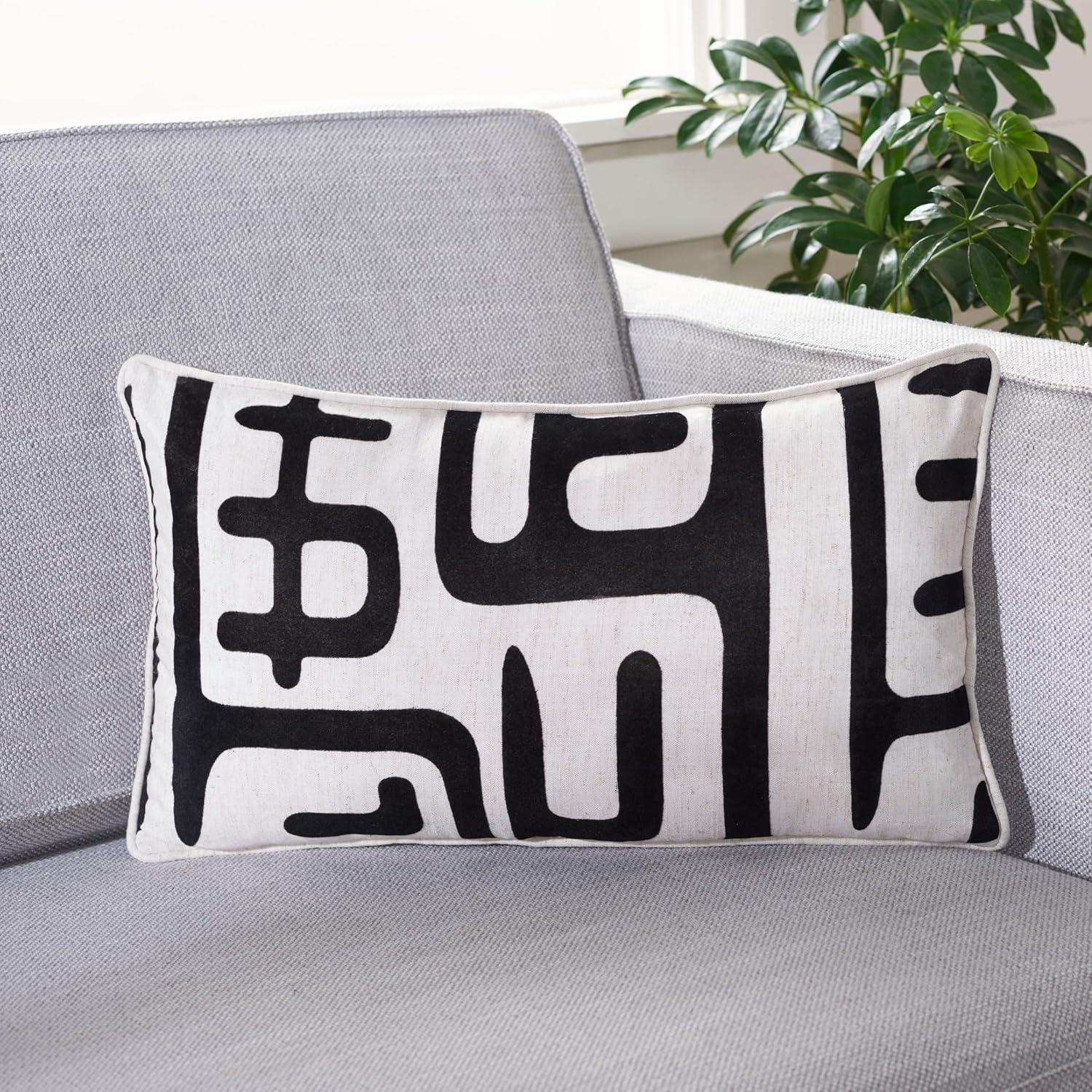 Maize Geometric Feather Throw Pillow