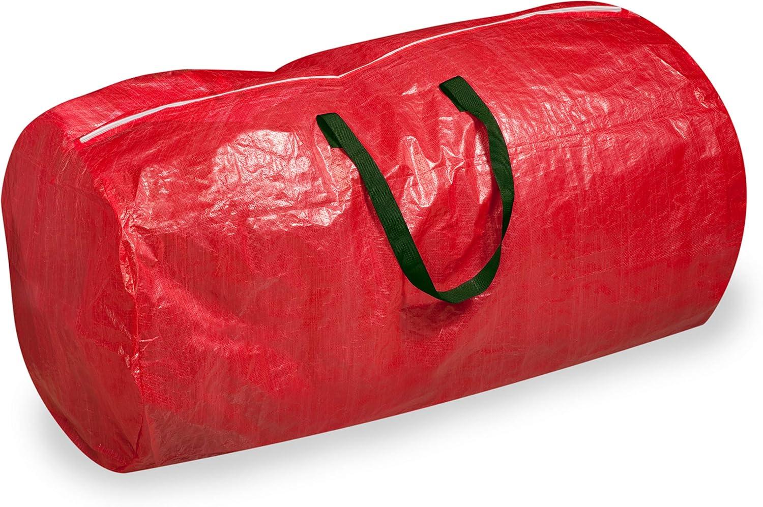 Red Polyethylene 7' Christmas Tree Storage Bag with Handles