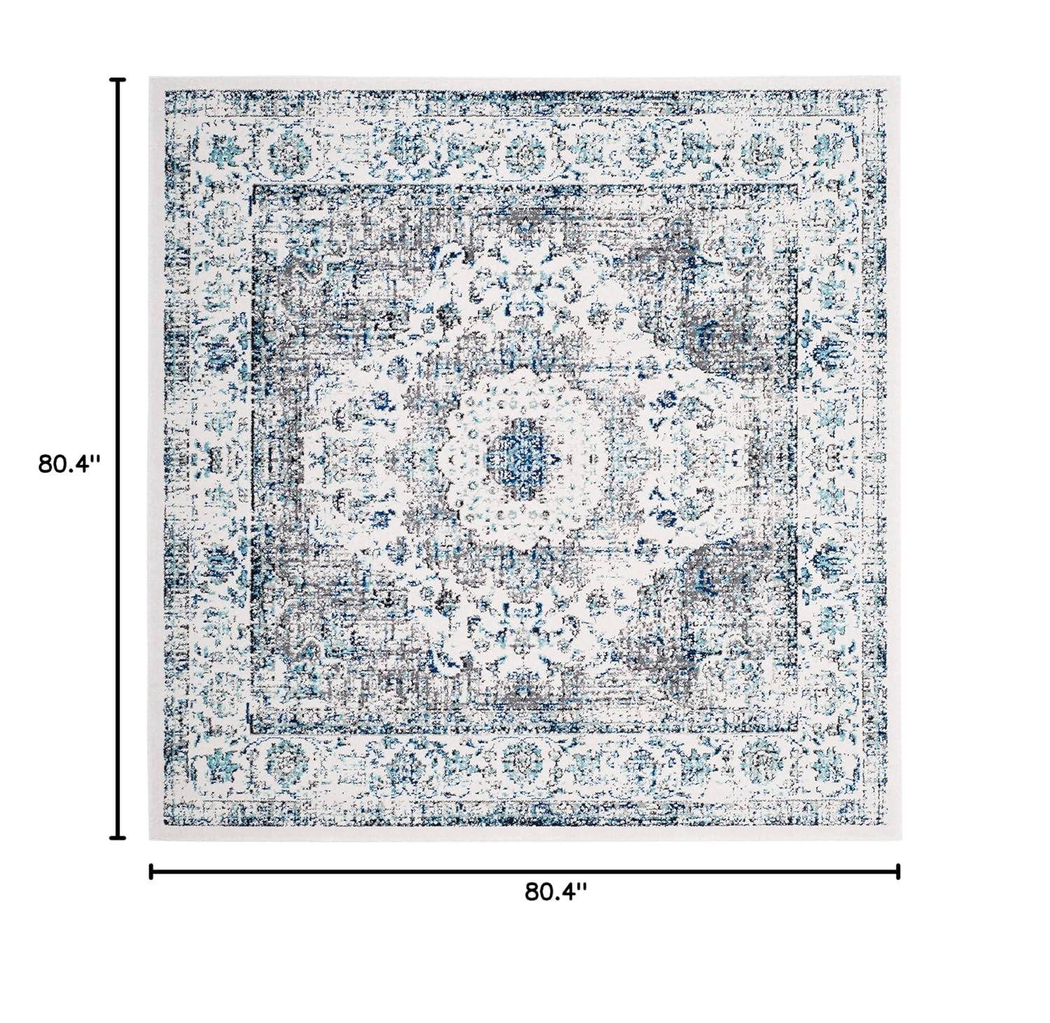 Evoke EVK220 Power Loomed Area Rug - Ivory/Grey - 6'7"x6'7" - Safavieh.