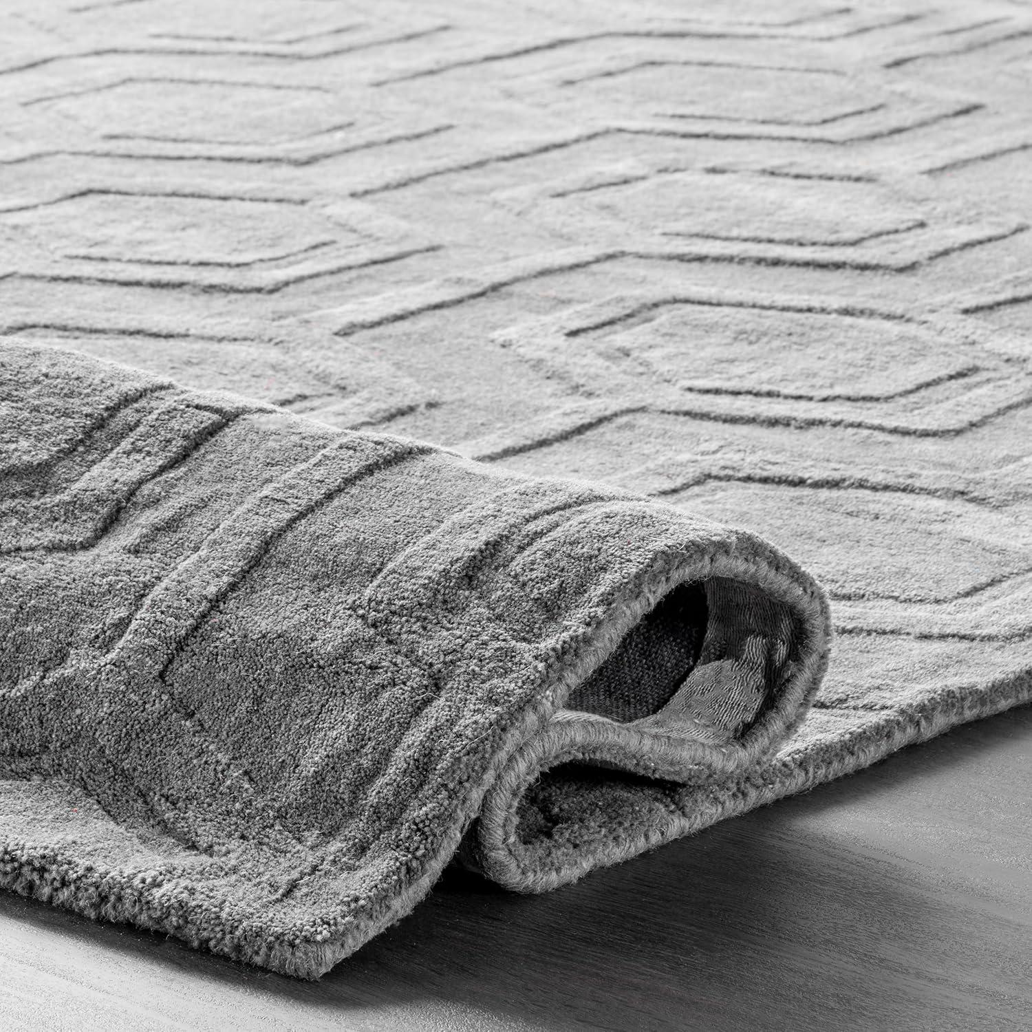 Nuloom Ambrose Geometric 5x8 Wool Indoor Area Rug for Living Room Bedroom Dining Room Kitchen, Grey