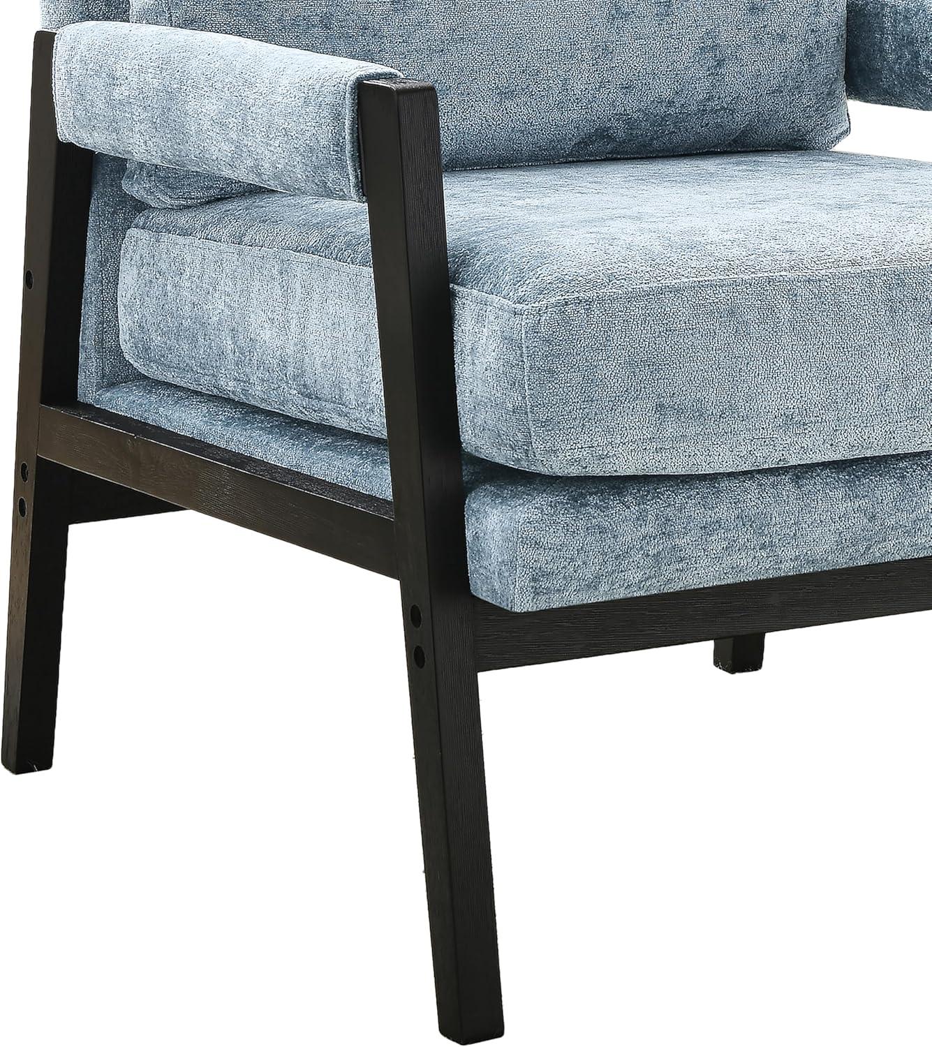 Roundhill Furniture Kelly Mid-Century Modern Chenille Upholstered Accent Armchair Blue
