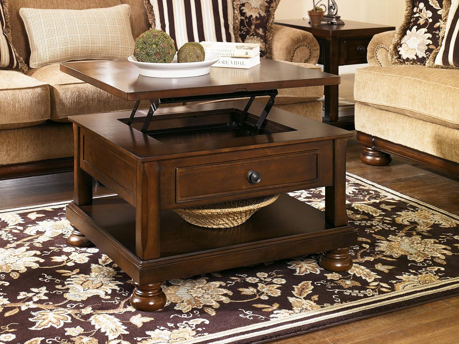 Signature Design by Ashley Casual Porter Coffee Table with Lift Top Rustic Brown