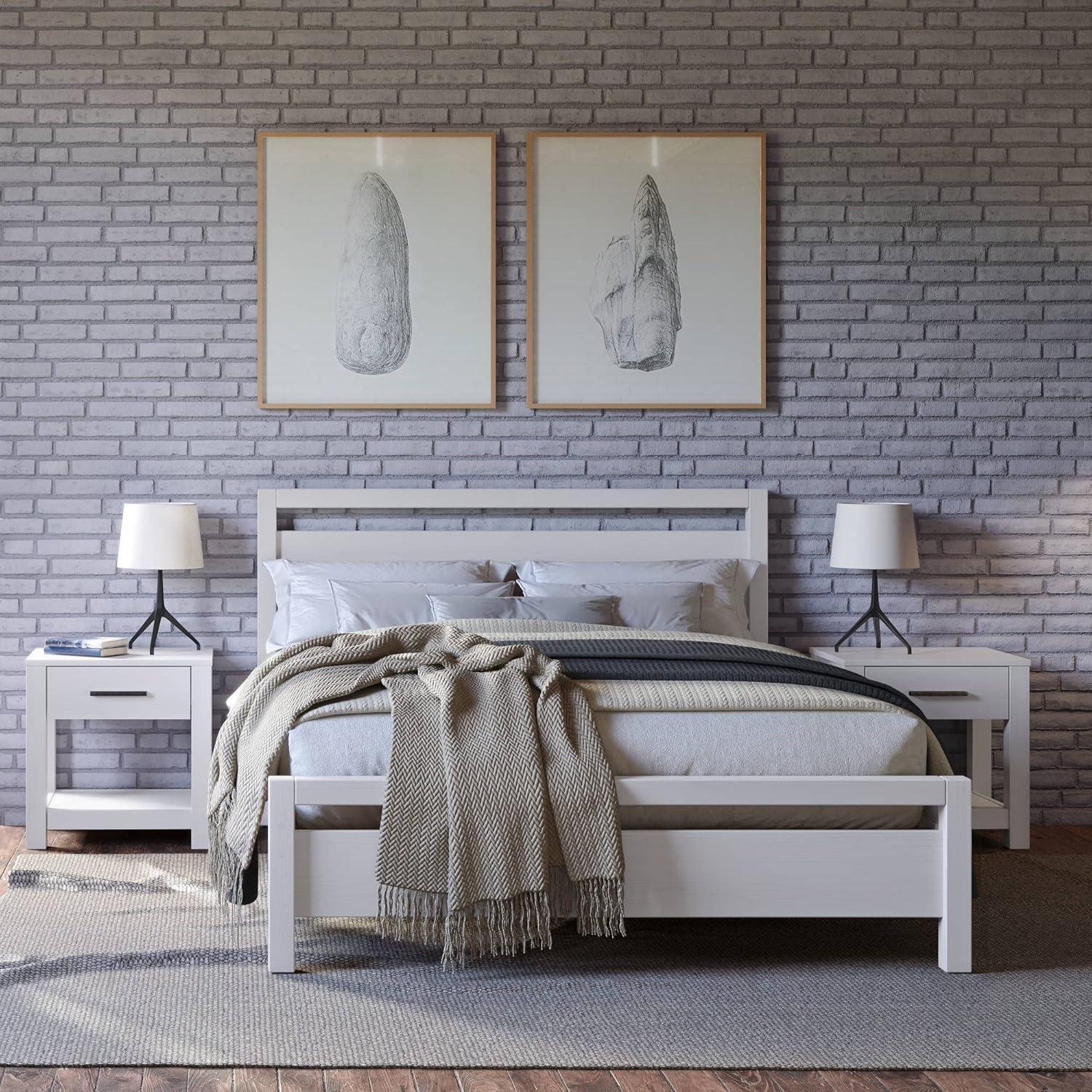 Loft Solid Wood Panel Bed
