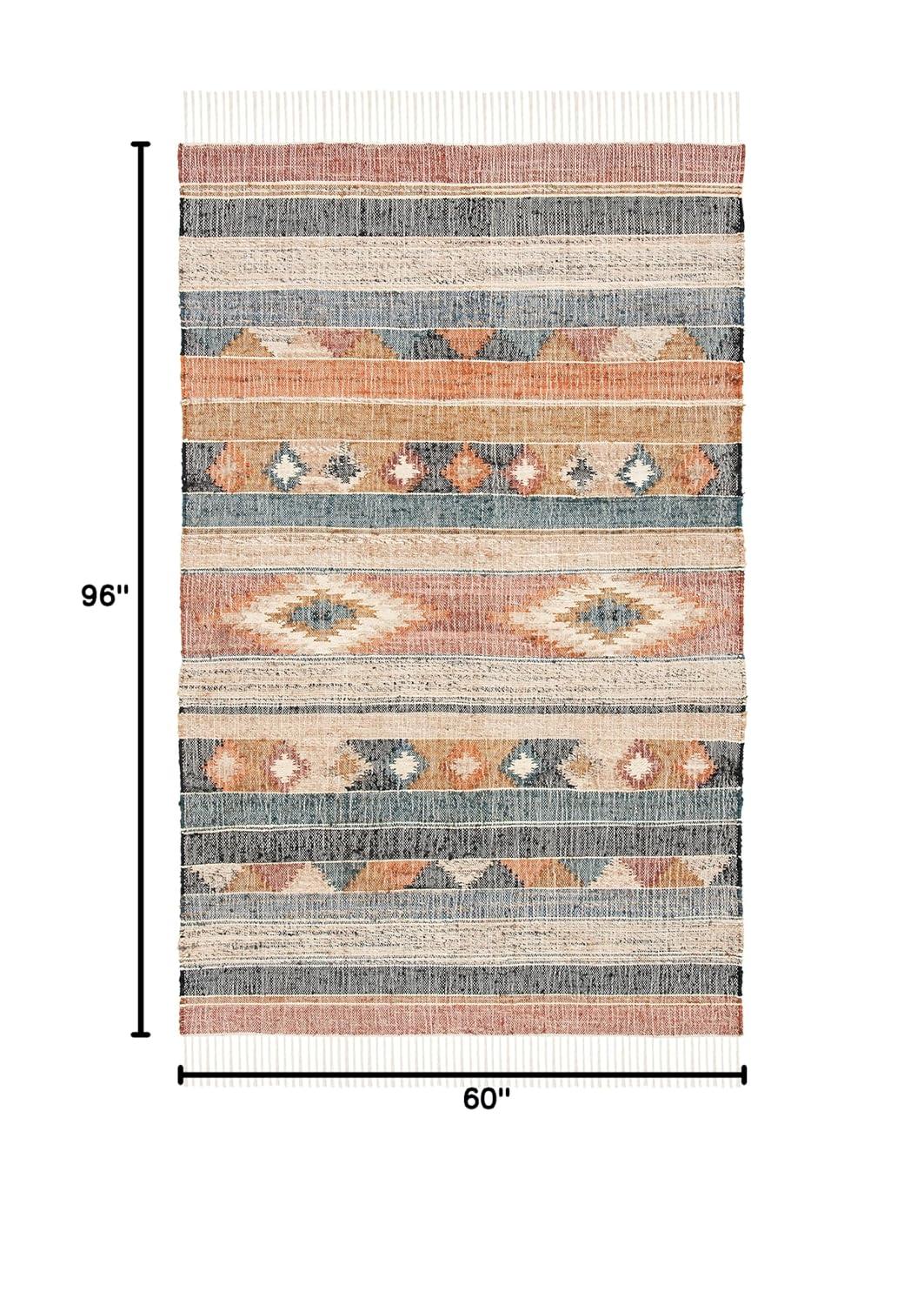 Kilim KLM177 Flat Weave Area Rug - Blue/Rust - 5'x8' - Safavieh