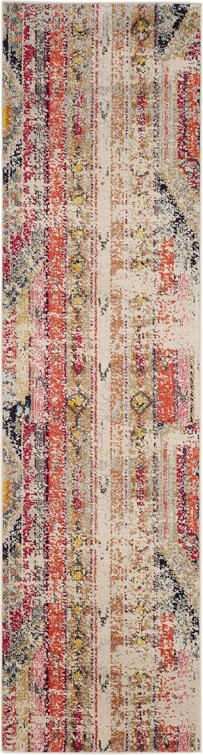 Boho-Chic Light Grey Multi Hand-Knotted Synthetic Area Rug