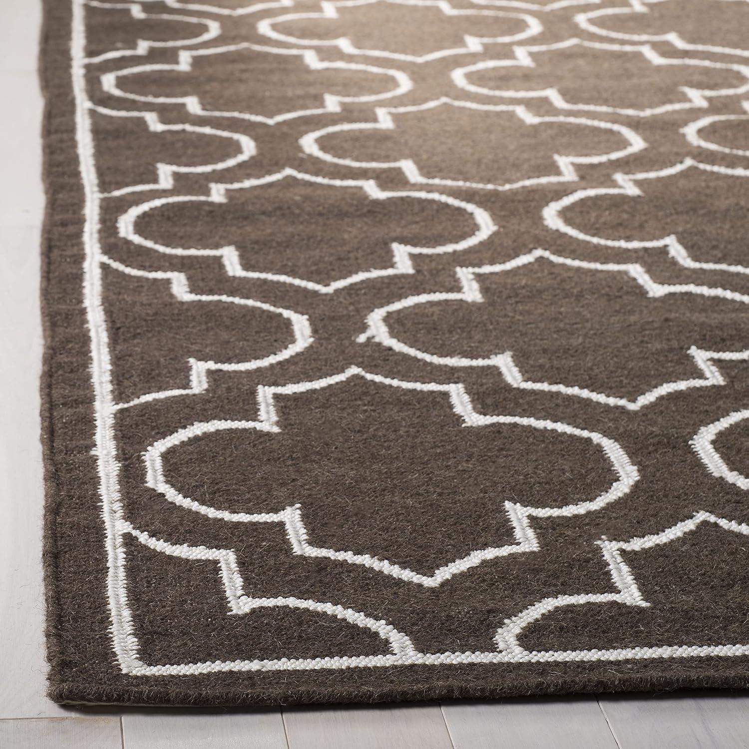 Dhurries DHU625 Hand Woven Area Rug - Brown/Ivory - 8'x10' - Safavieh.