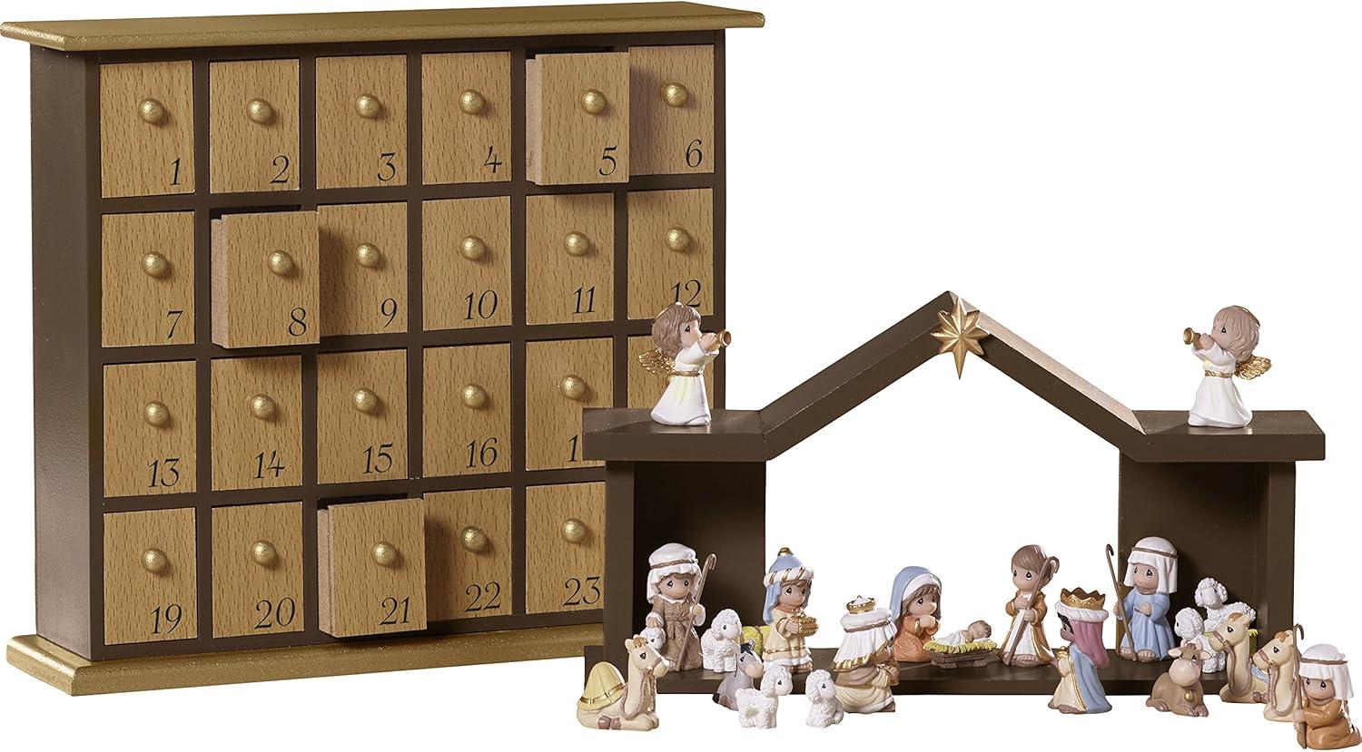 Precious Moments Nativity Advent Calendar with Figurines and Story Book