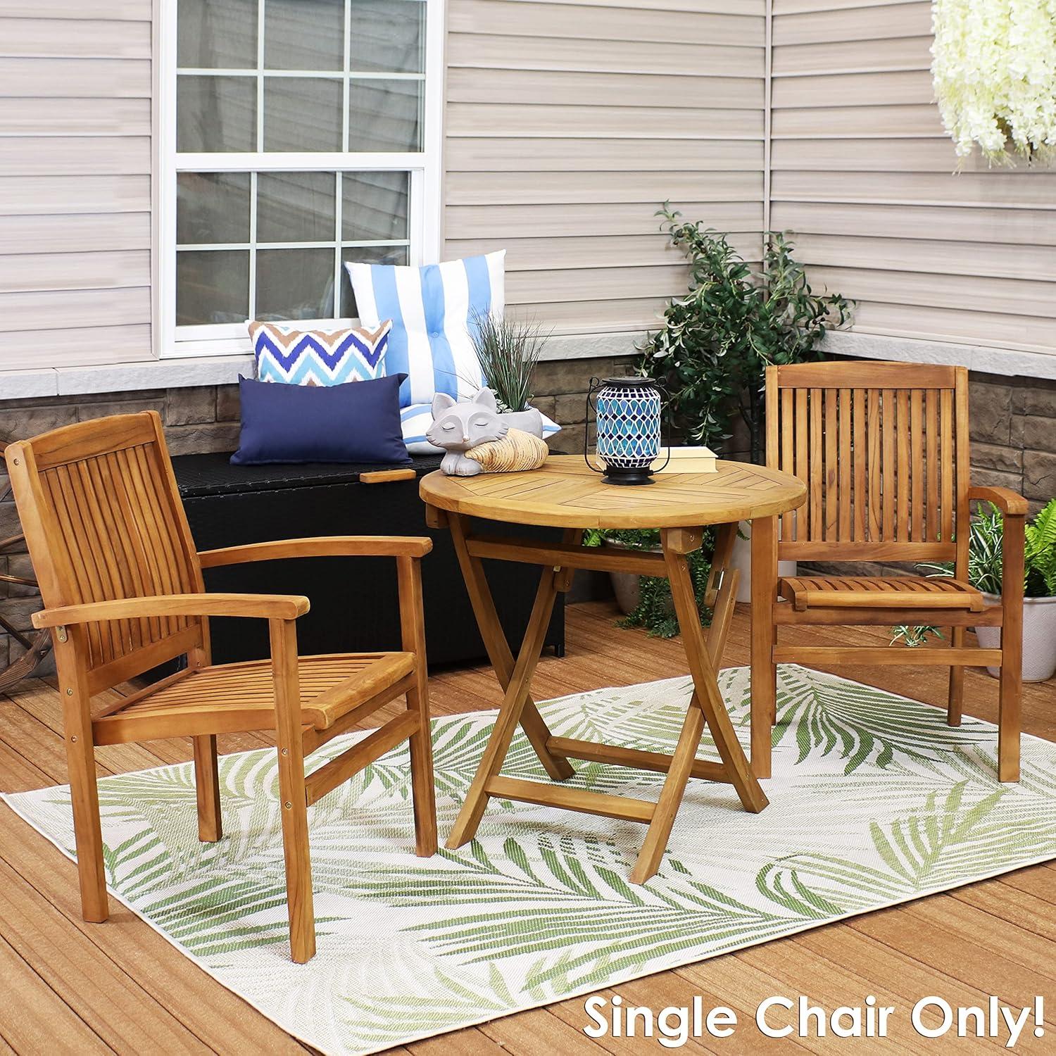 Vivioville Solid Teak Outdoor Stackable Dining Chair