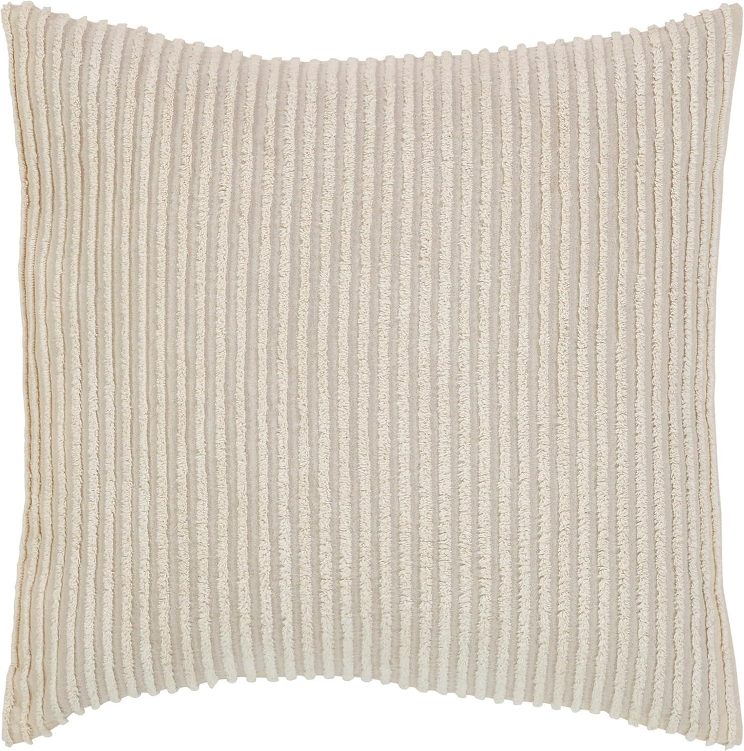 Better Trends Jullian Collection 100% Cotton Tufted Pillow Sham with Stripe Pattern Machine Washable Pillow Cover