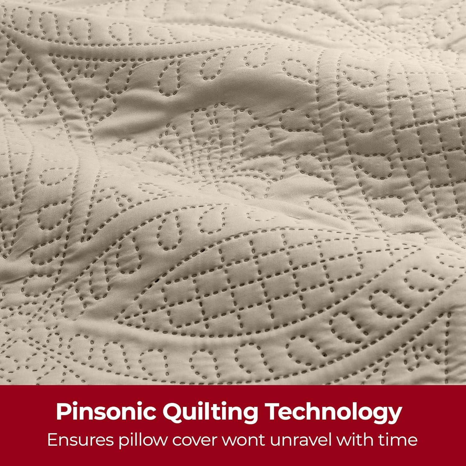 Mellanni Decorative Throw Pillow Covers with Pinsonic Quilt Stitching, 12x20, Burnt Sand, 2 Count