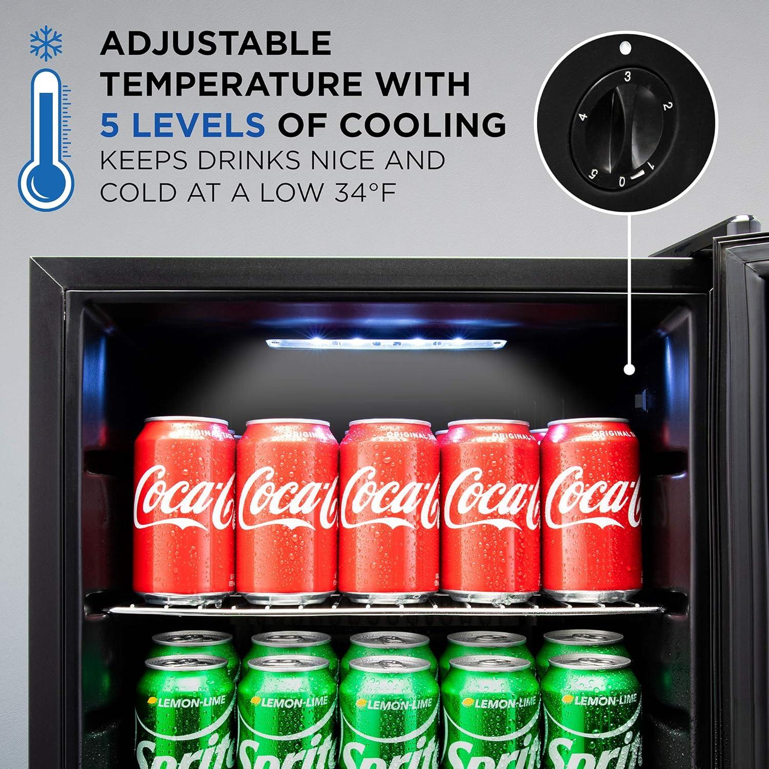 Ivation 101 Can Mini Fridge, Small Adjustable Beverage Refrigerator