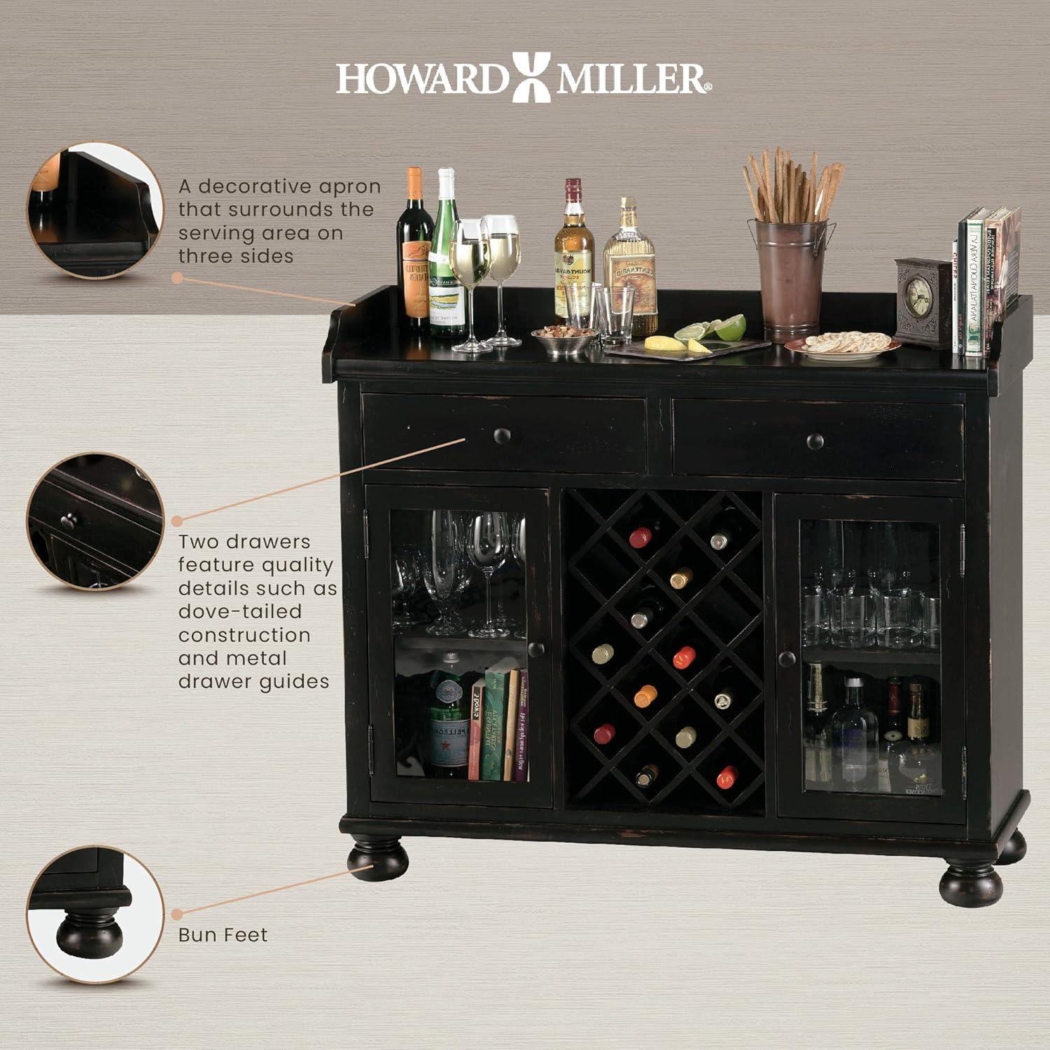 Worn Black 41" Hardwood Wine and Bar Console