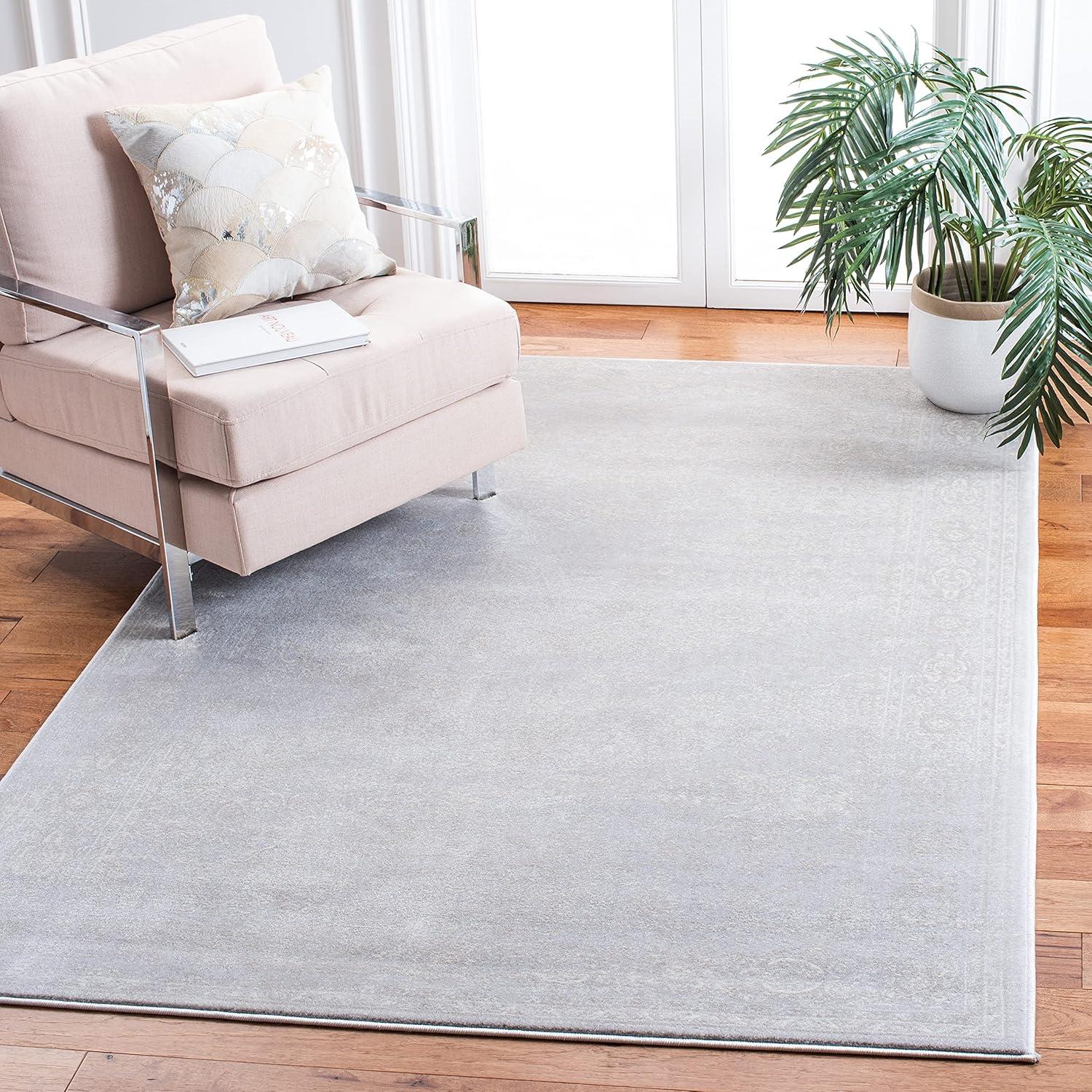 Carnegie CNG691 Power Loomed Area Rug - Light Grey/Grey - 6'7"x9'2" - Safavieh.