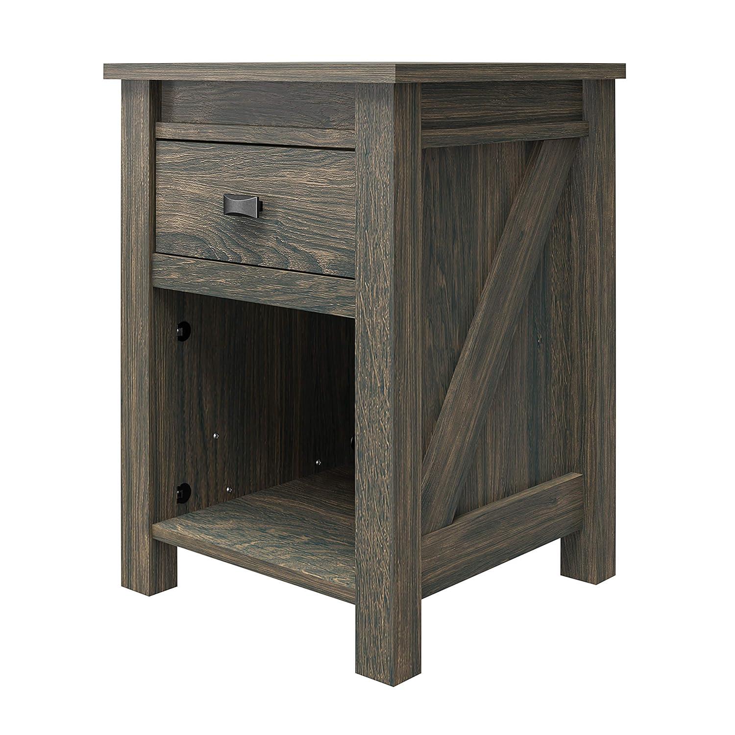 Woven Paths Scandi Farmhouse Nightstand, Weathered Oak