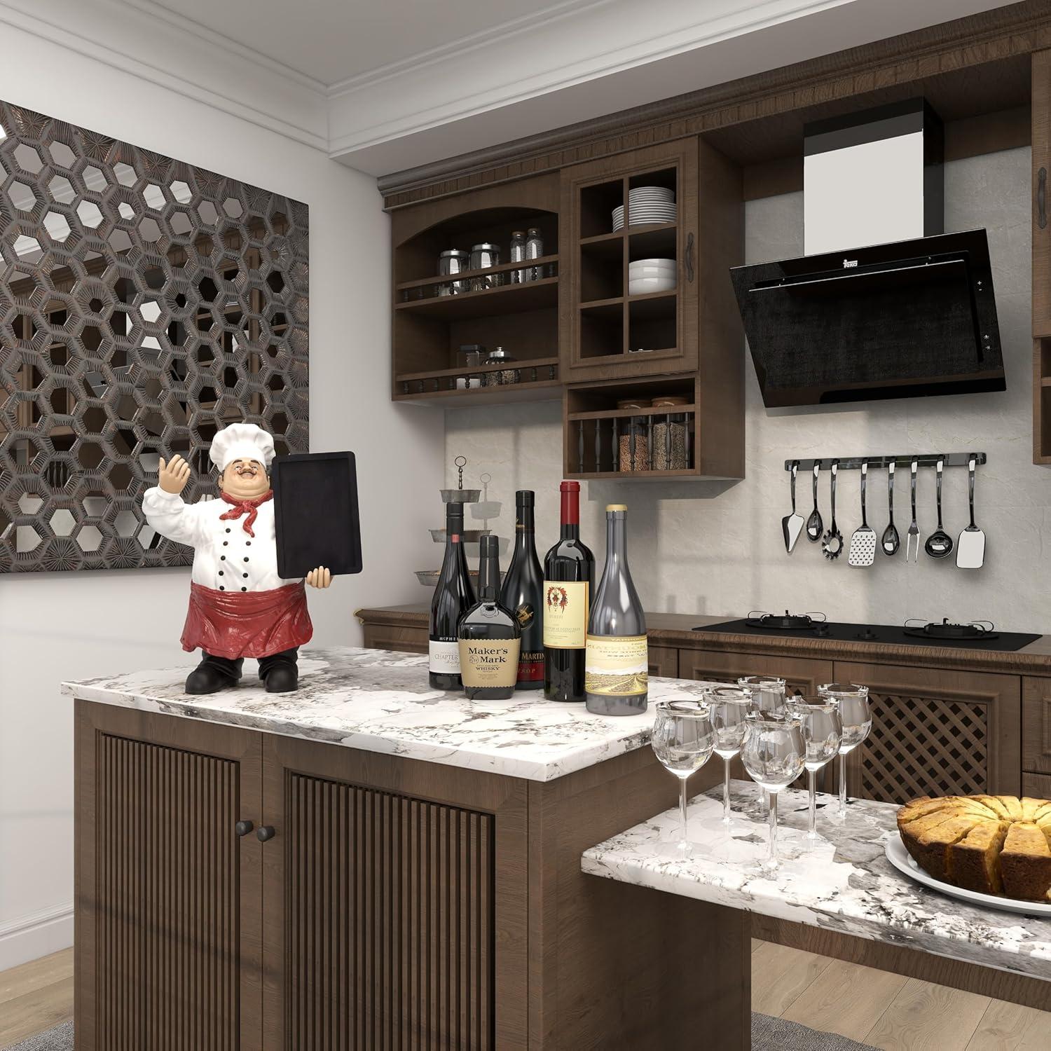 15" x 19" Multi Colored Polystone Chef Sculpture with Chalkboard, by DecMode