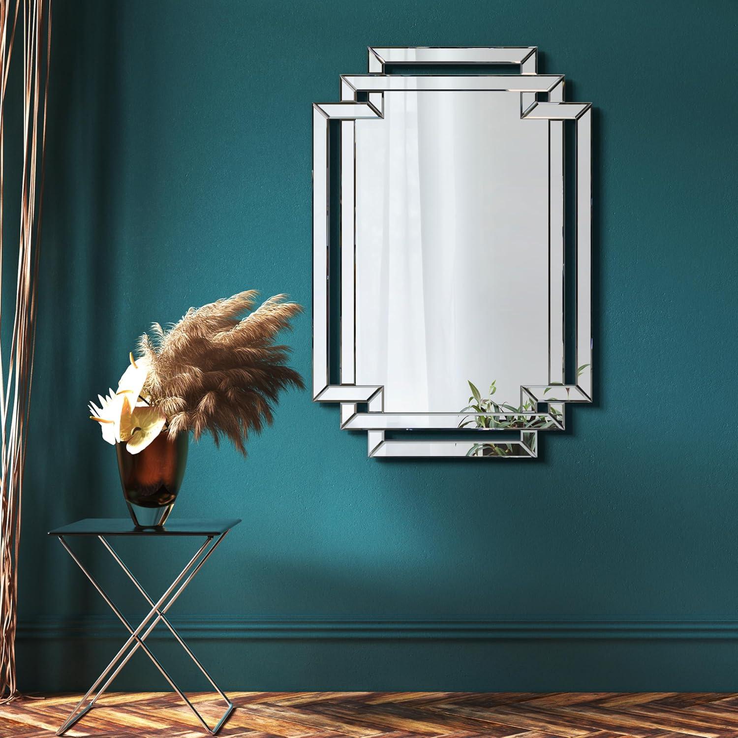 Crosspath Beveled Framed Wall Mirror