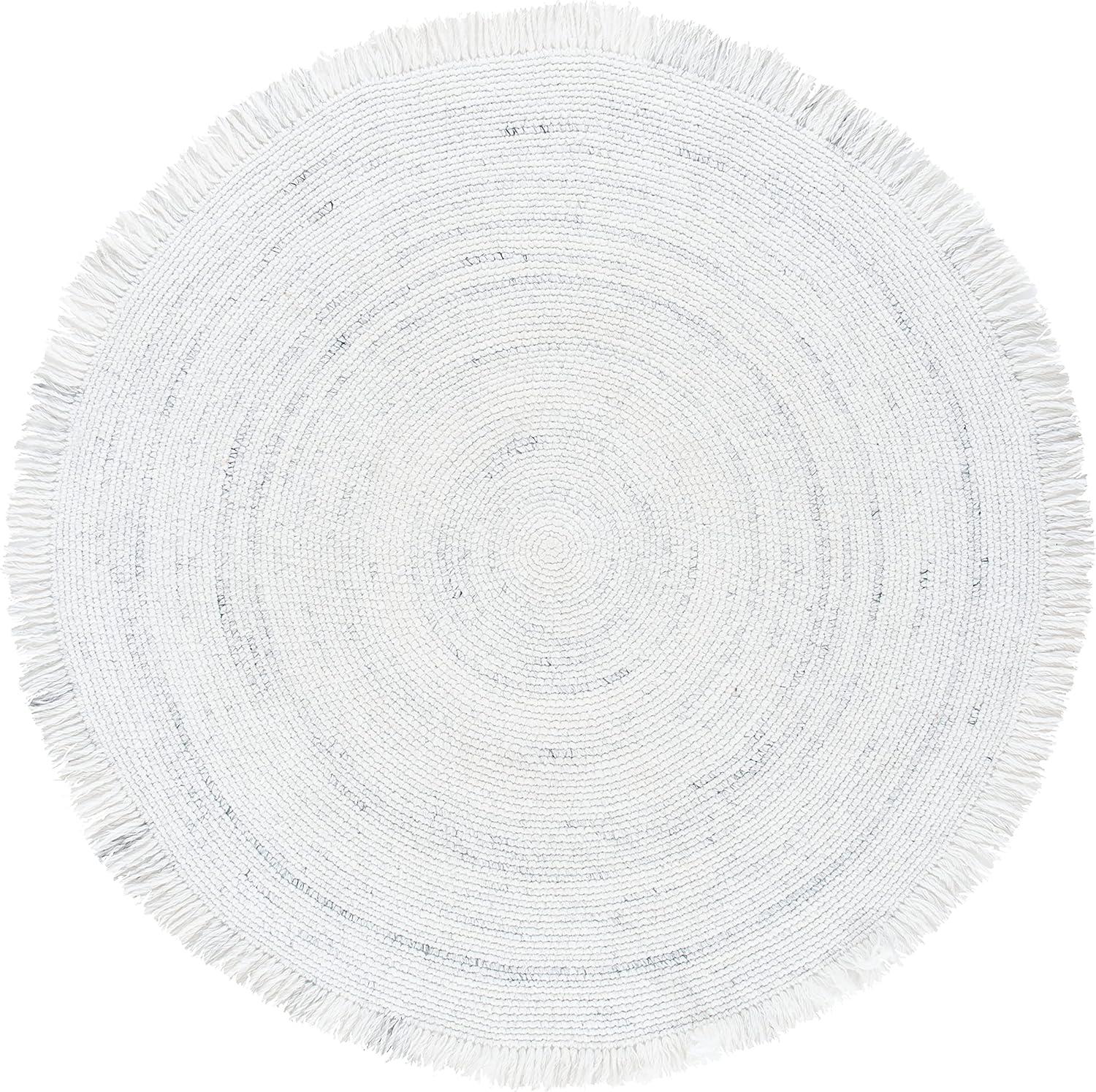Ivory Braided Round Handmade Synthetic Area Rug, 4'