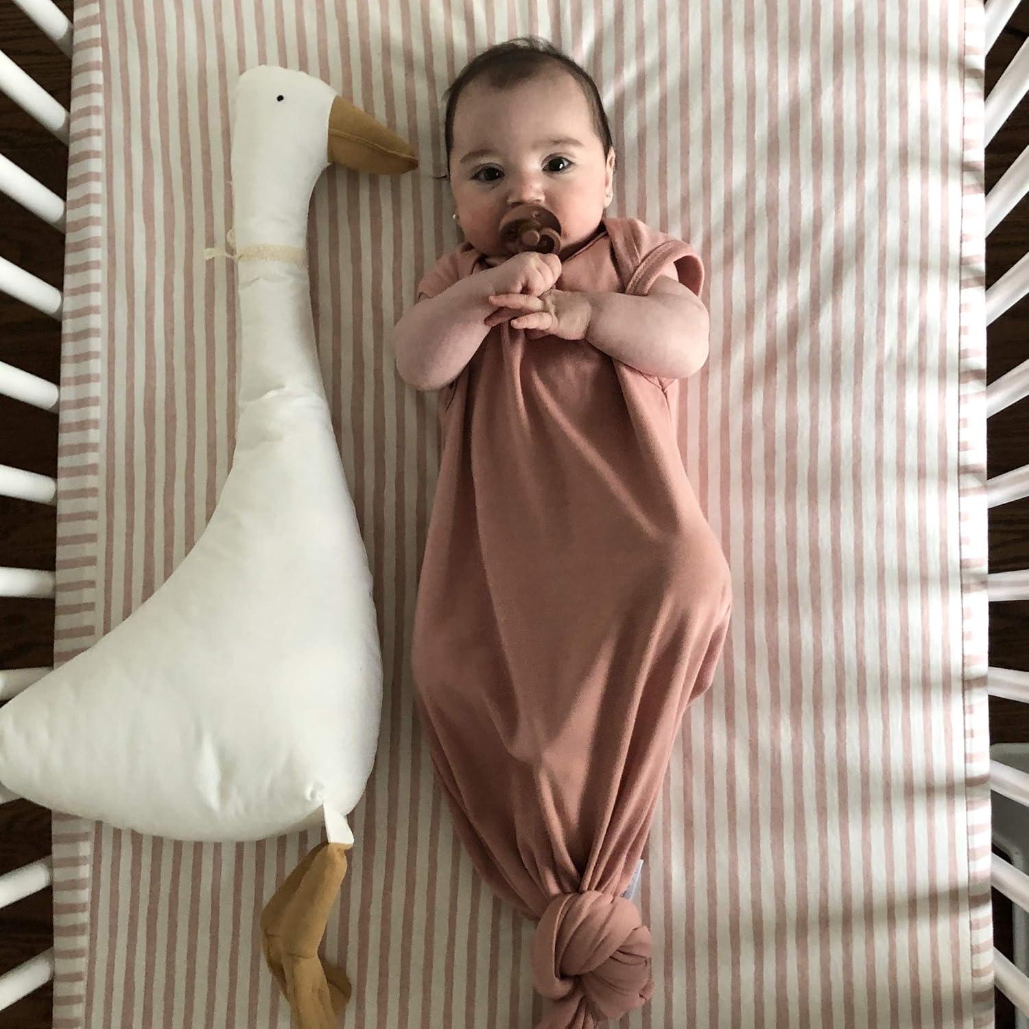 Ely's & Co. Baby Fitted Waterproof Crib Sheet  100% Combed Jersey Cotton  Mauve Pink Stripes & Splash 2 Pack