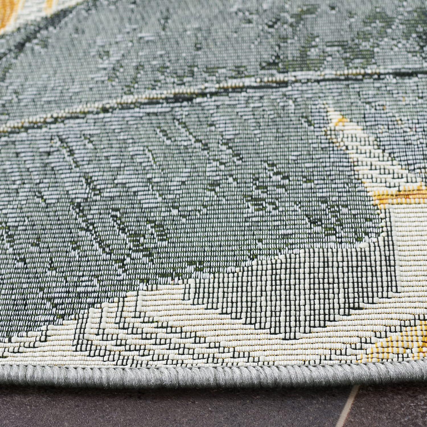 Barbados BAR524 Power Loomed Indoor/Outdoor Area Rug - Gray/Gold - 8' round - Safavieh.
